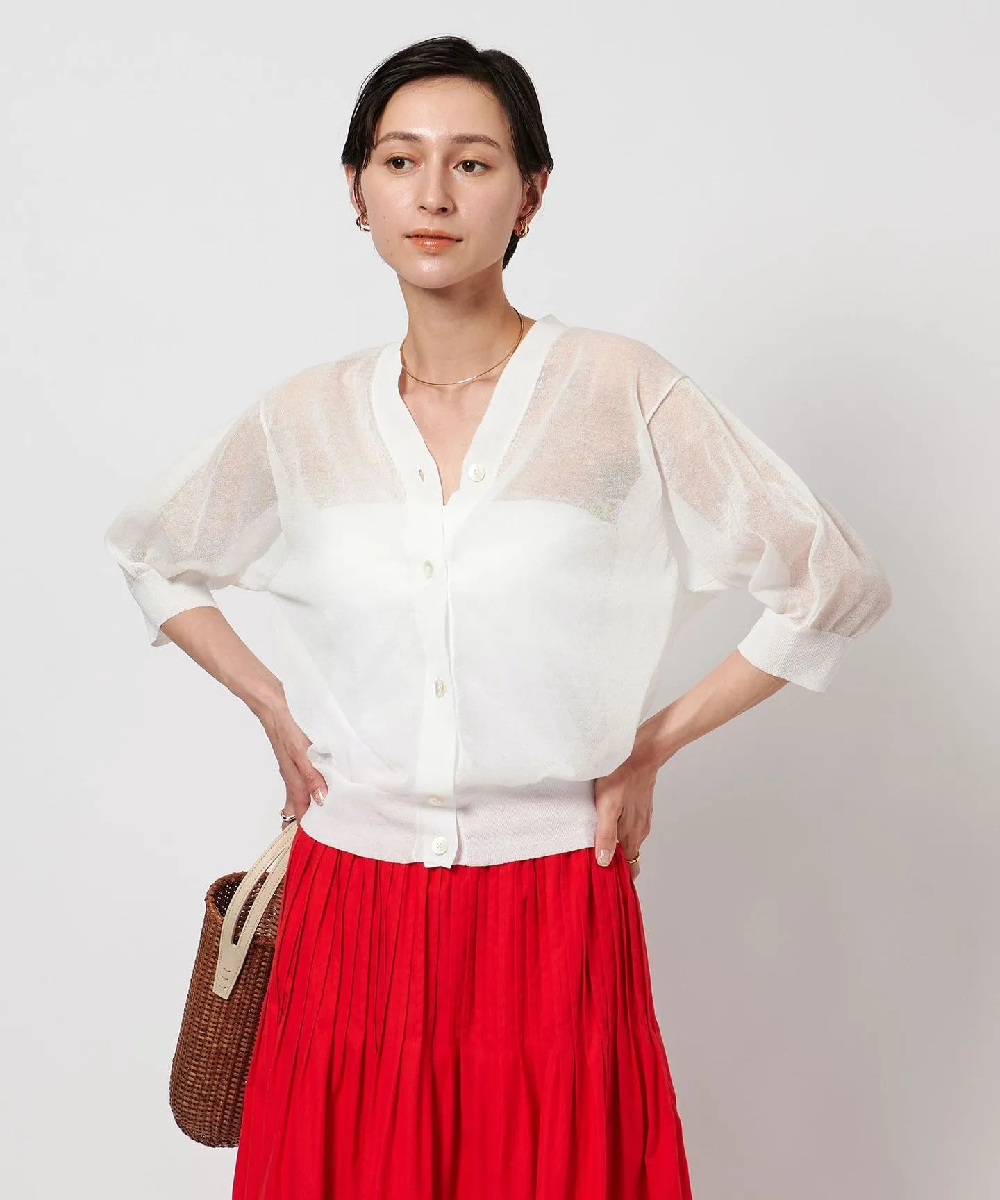 シアー Vネック カーディガン 5SL sold by United Arrows product image thumbnail 2