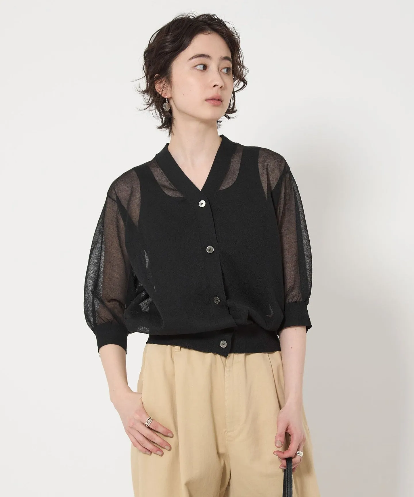 シアー Vネック カーディガン 5SL sold by United Arrows product image thumbnail 3