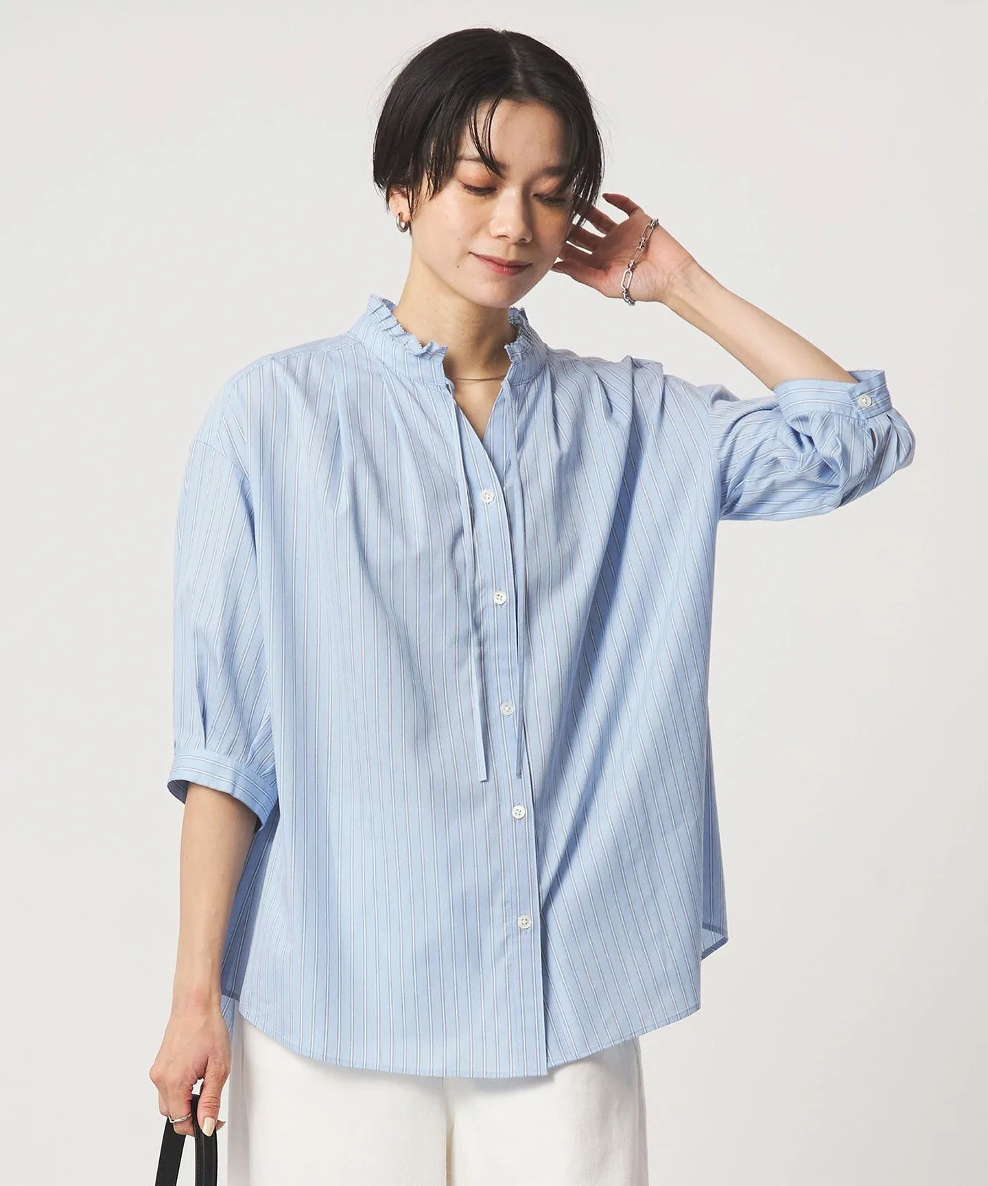 フリル ネック ショートスリーブ ブラウス sold by United Arrows product image thumbnail 5