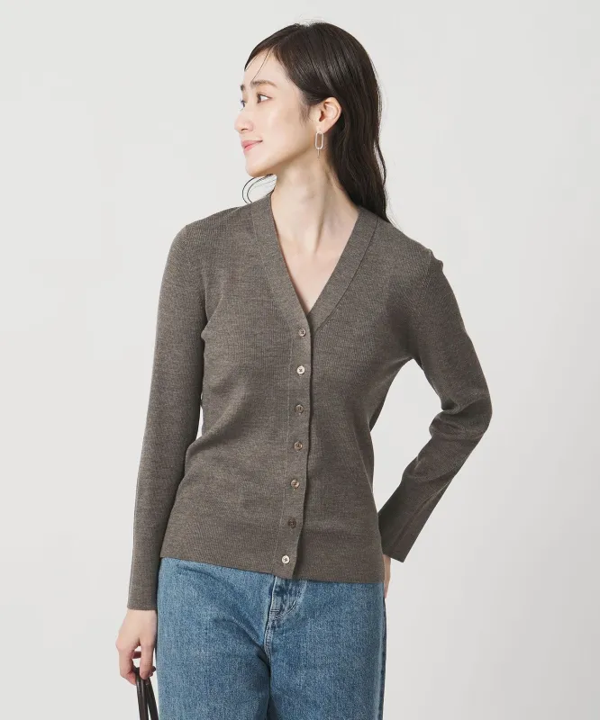 18G ウール リブ カーディガン made by United Arrows