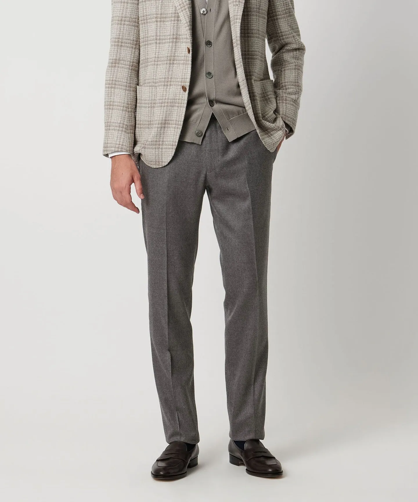 ライトサキソニー テーパード ノープリーツ スラックス ヨコストレッチ sold by United Arrows product image thumbnail 2
