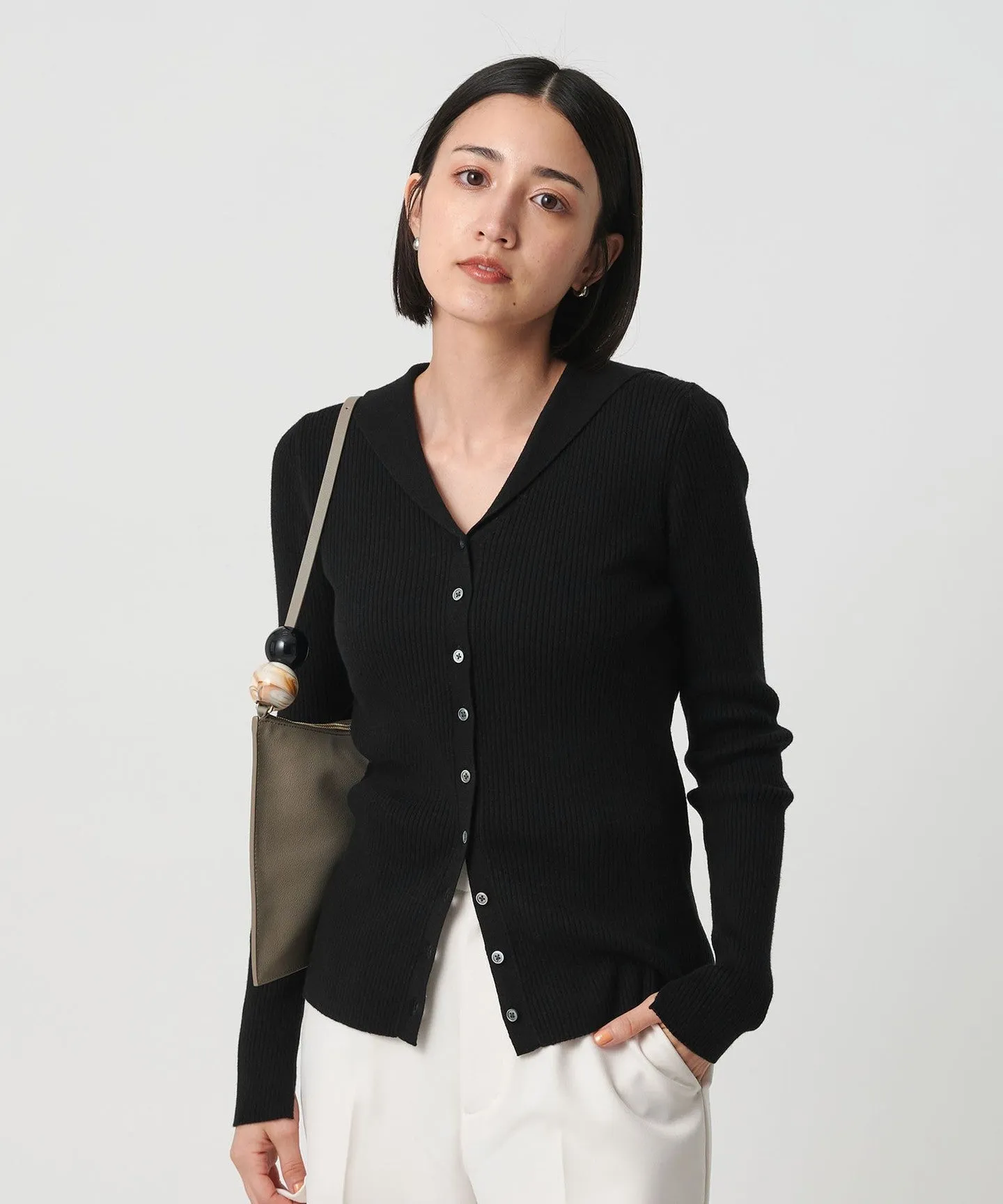 コットンカシミヤ リブセーラーカラー カーディガン ウォッシャブル sold by United Arrows product image thumbnail 2