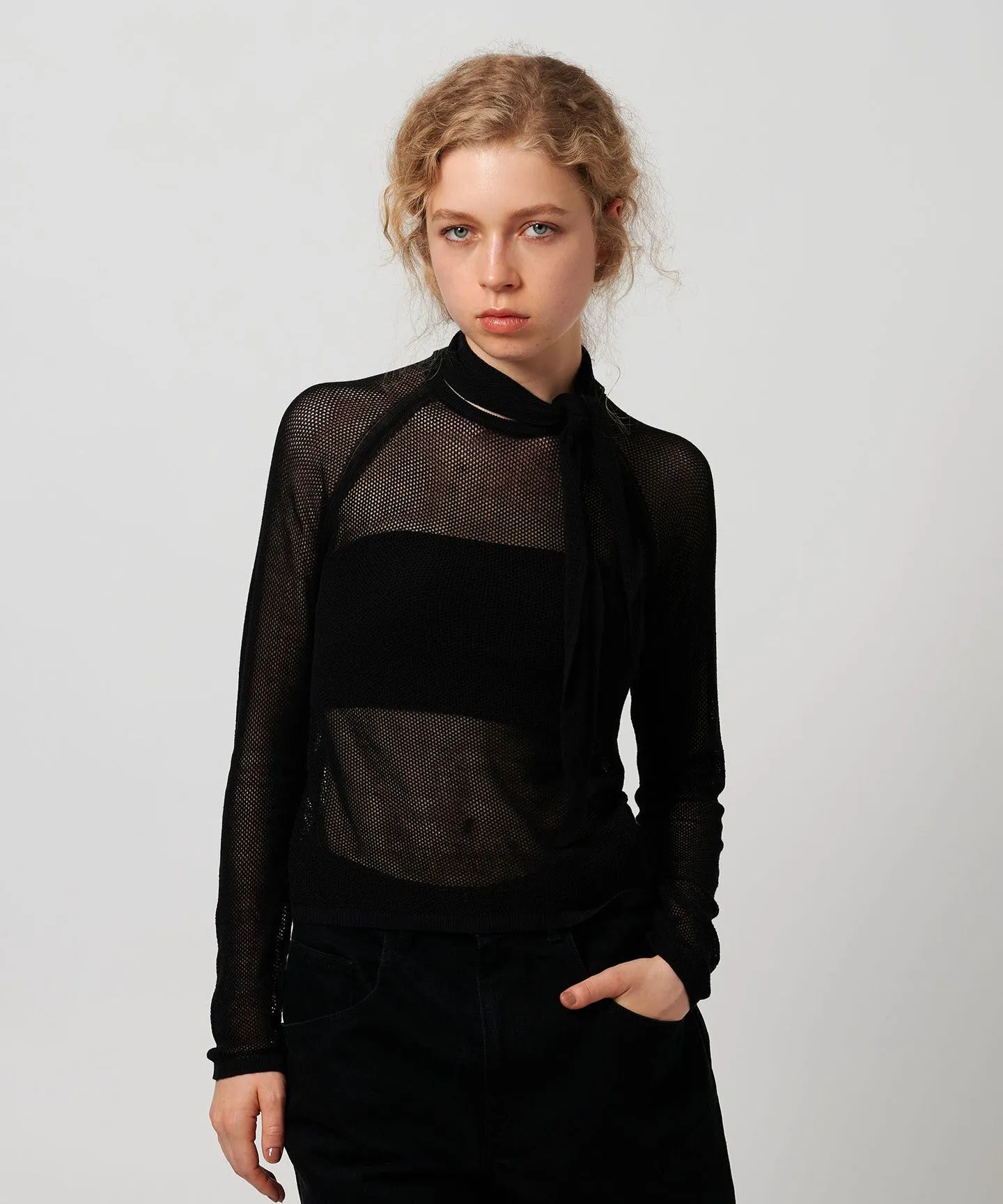 <ATTISESSION>メッシュ タイ ニット トップス sold by United Arrows product image thumbnail 5