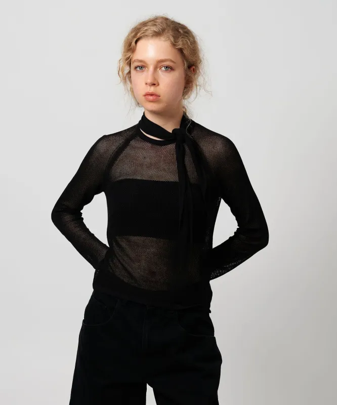 [ATTISESSION]メッシュ タイ ニット トップス made by United Arrows