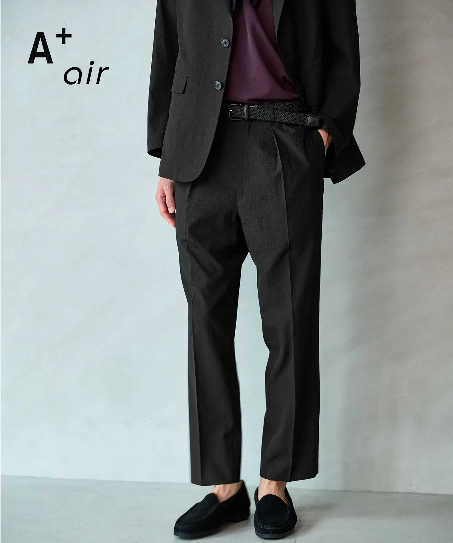 A+ air ポリエステル 空羽 リラックス イージー 1プリーツ スラックス セットパンツ -吸水速乾・通気性- sold by United Arrows