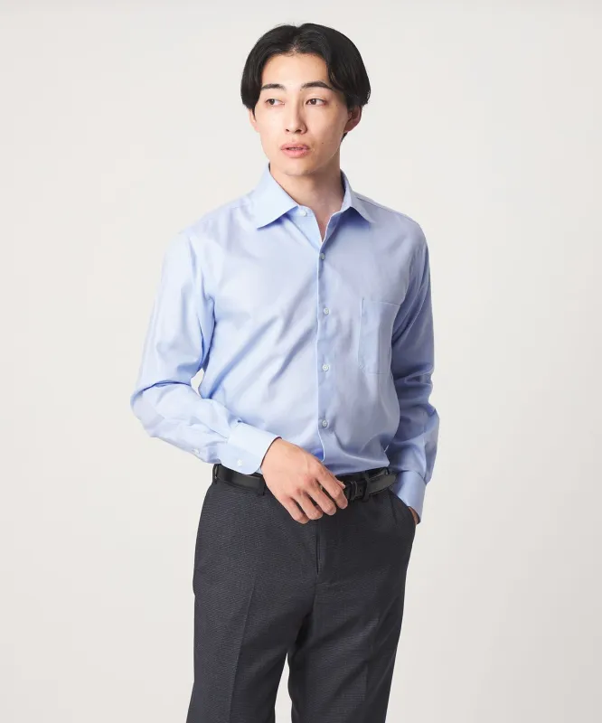 コットン ヘリンボーン ワイドカラー ドレスシャツ -形態安定- made by United Arrows