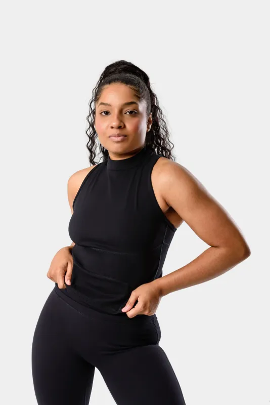 Mia High Neck Top - Black sold by Kamo Fitness