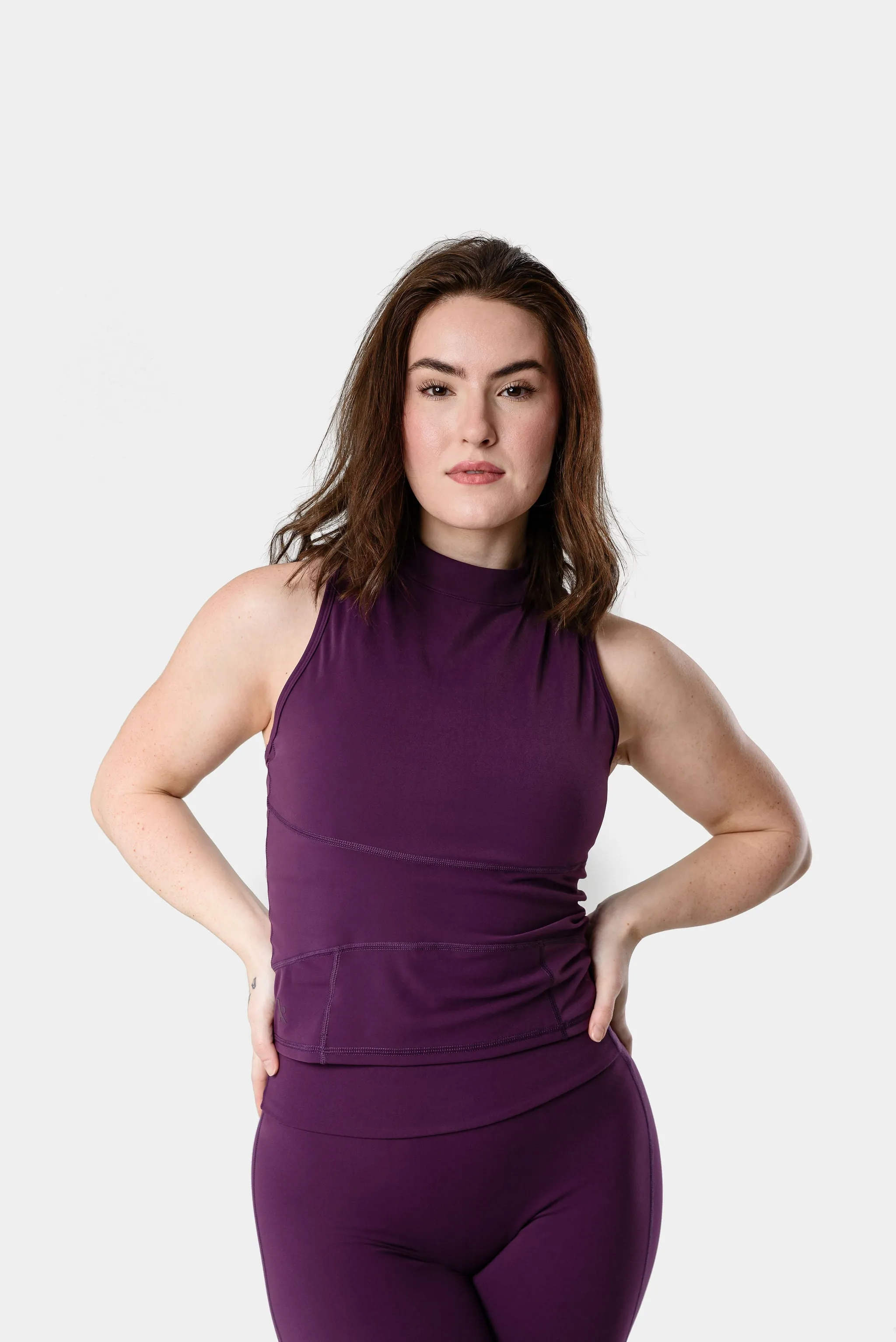 Mia High Neck Top - Blackberry Wine sold by Kamo Fitness