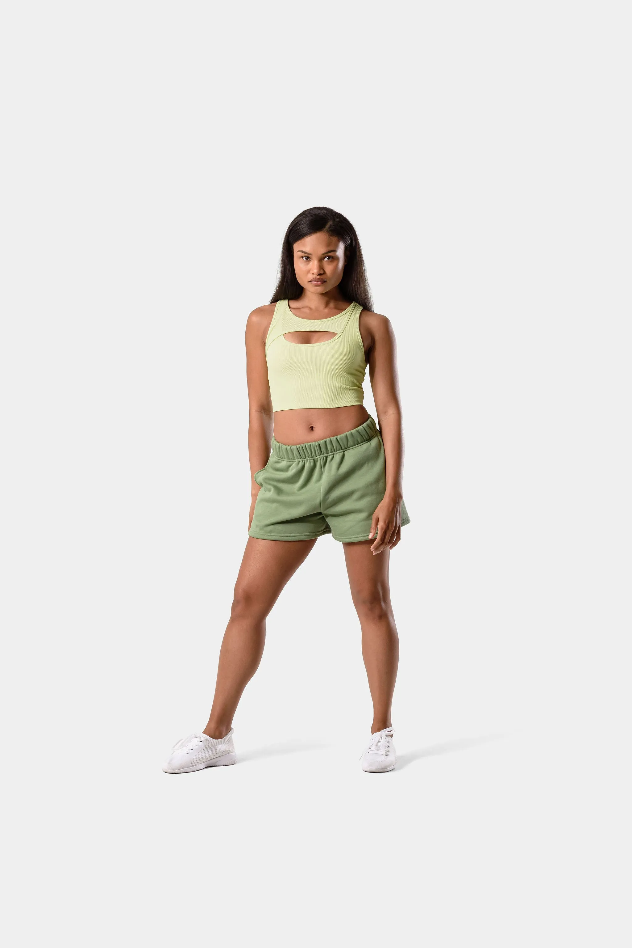 Aria Crossover Rib Tank Top Bra - Green sold by Kamo Fitness product image thumbnail 4