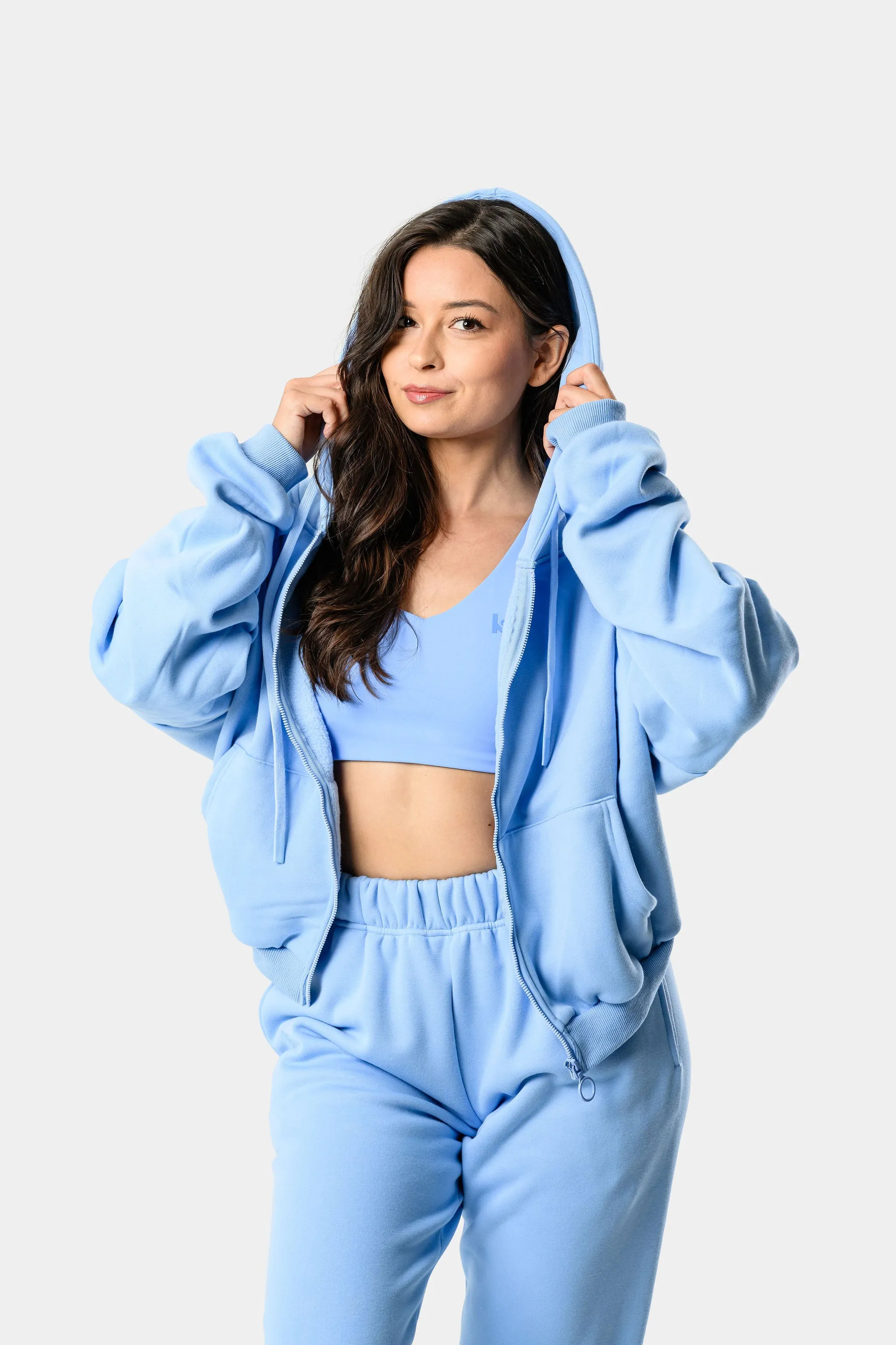 CozyTec Full Zip Hoodie - Light Blue sold by Kamo Fitness product image thumbnail 3