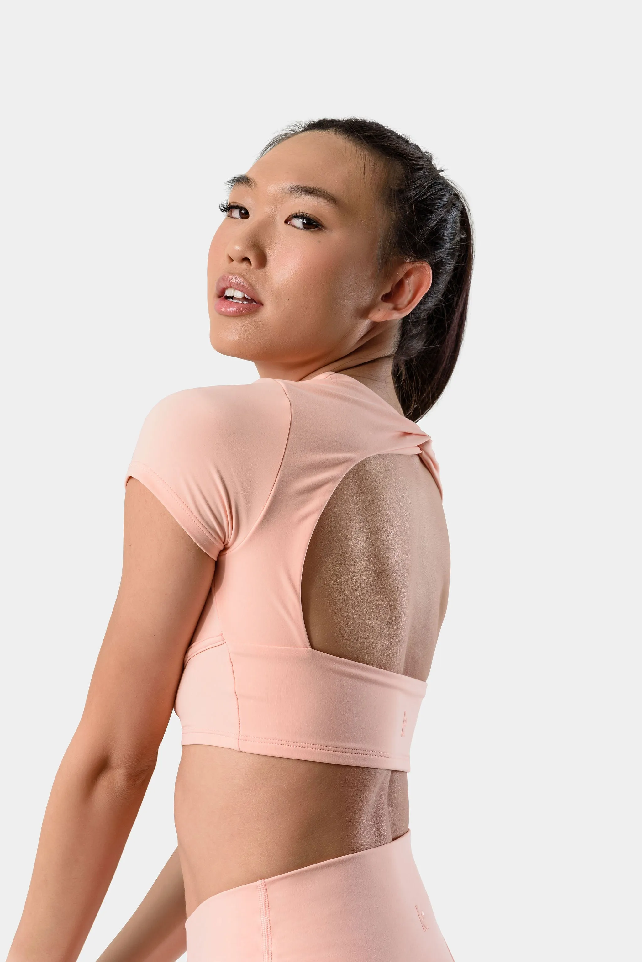 Isla Short Sleeve Top - Peach Bud sold by Kamo Fitness