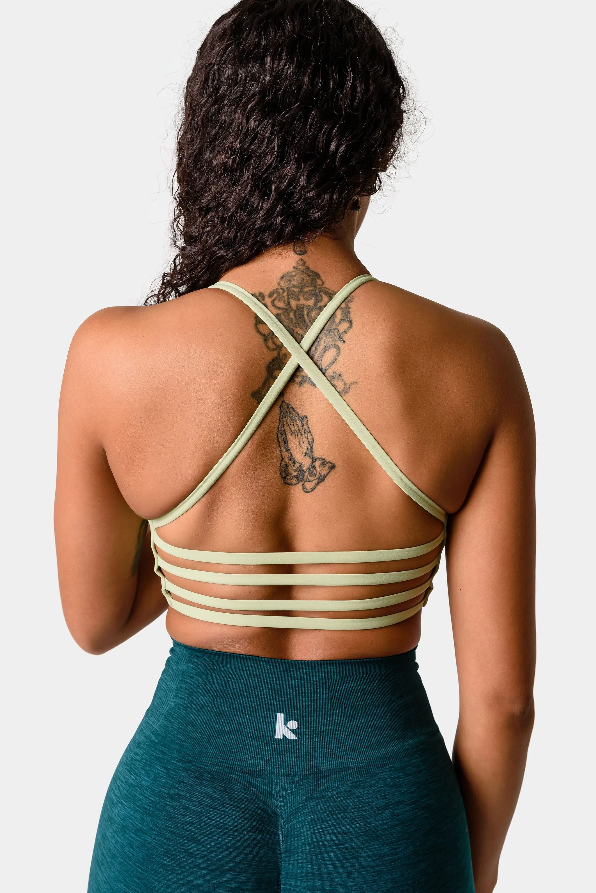 Iris Strappy Back Crop Sports Bra - Swamp Green sold by Kamo Fitness product image thumbnail 4