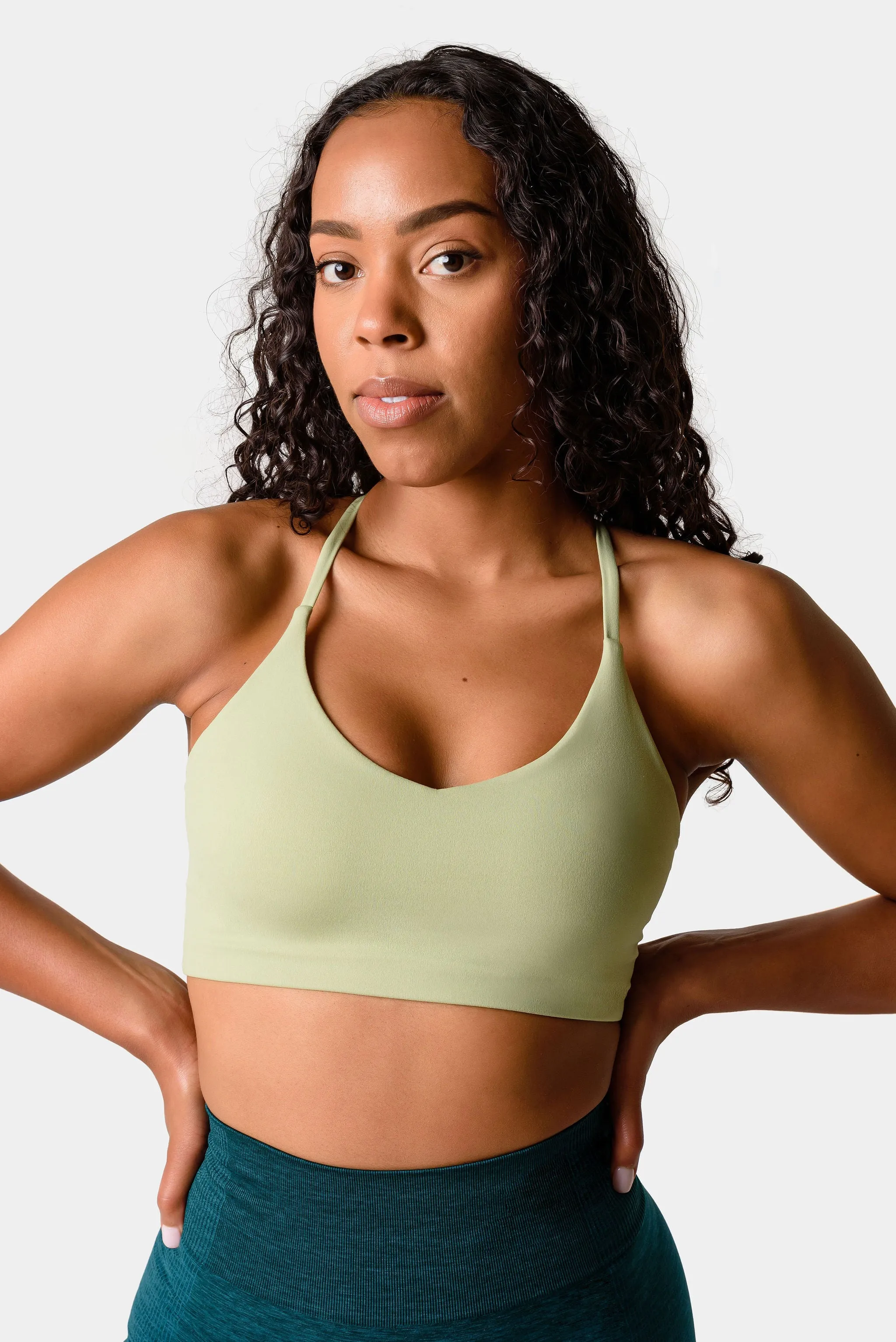 Iris Strappy Back Crop Sports Bra - Swamp Green sold by Kamo Fitness product image thumbnail 2