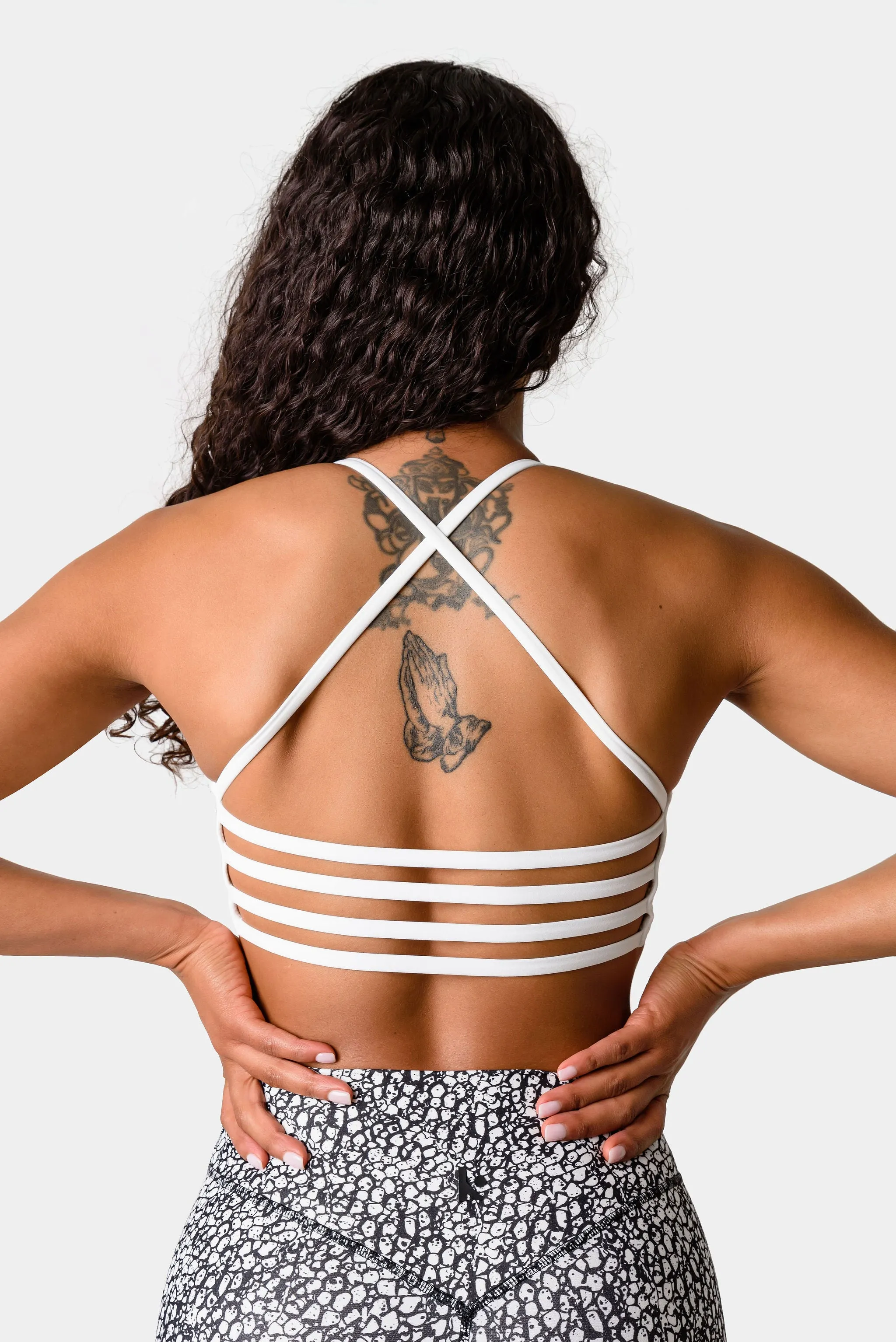 Iris Strappy Back Crop Sports Bra - White sold by Kamo Fitness product image thumbnail 3