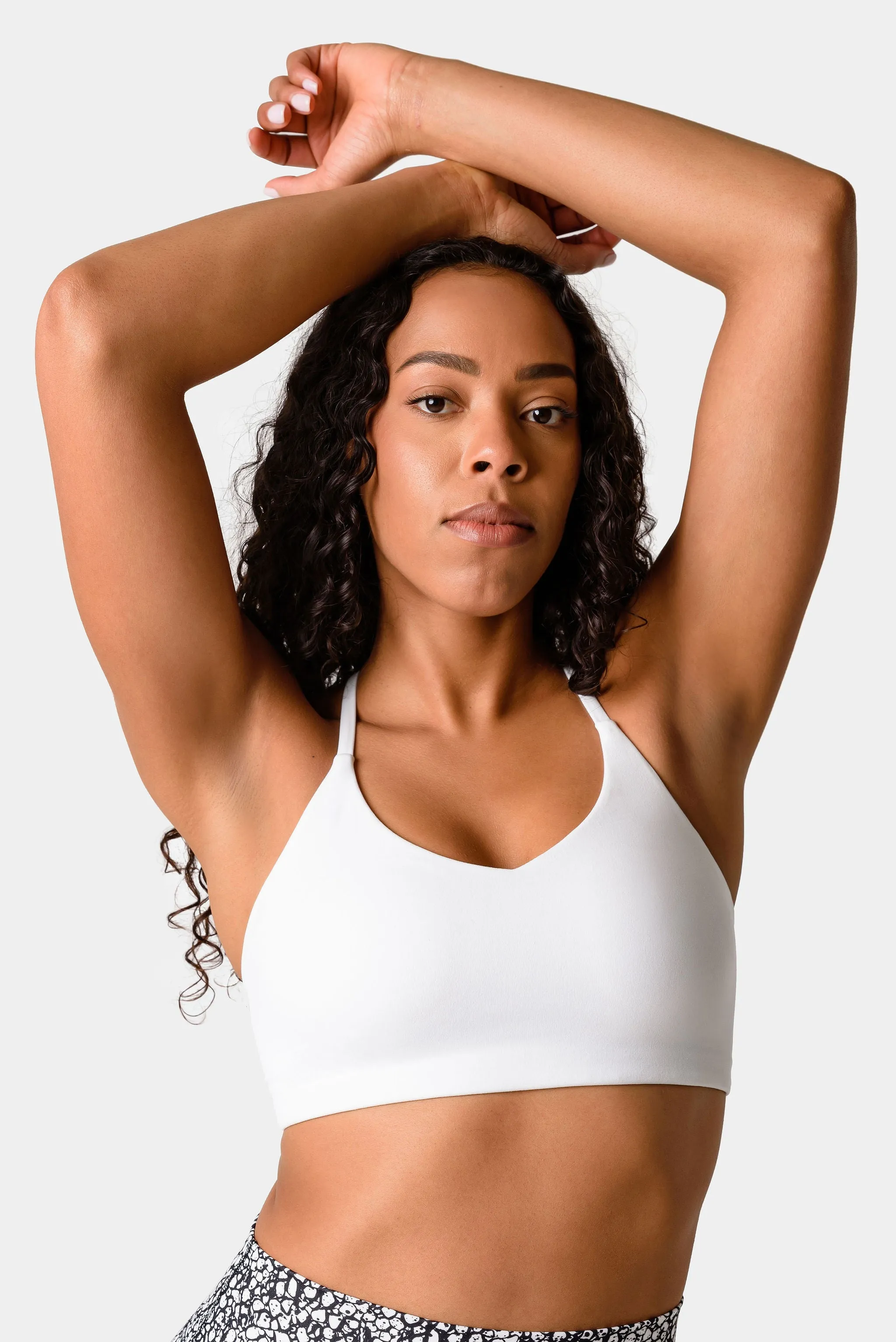Iris Strappy Back Crop Sports Bra - White sold by Kamo Fitness product image thumbnail 2