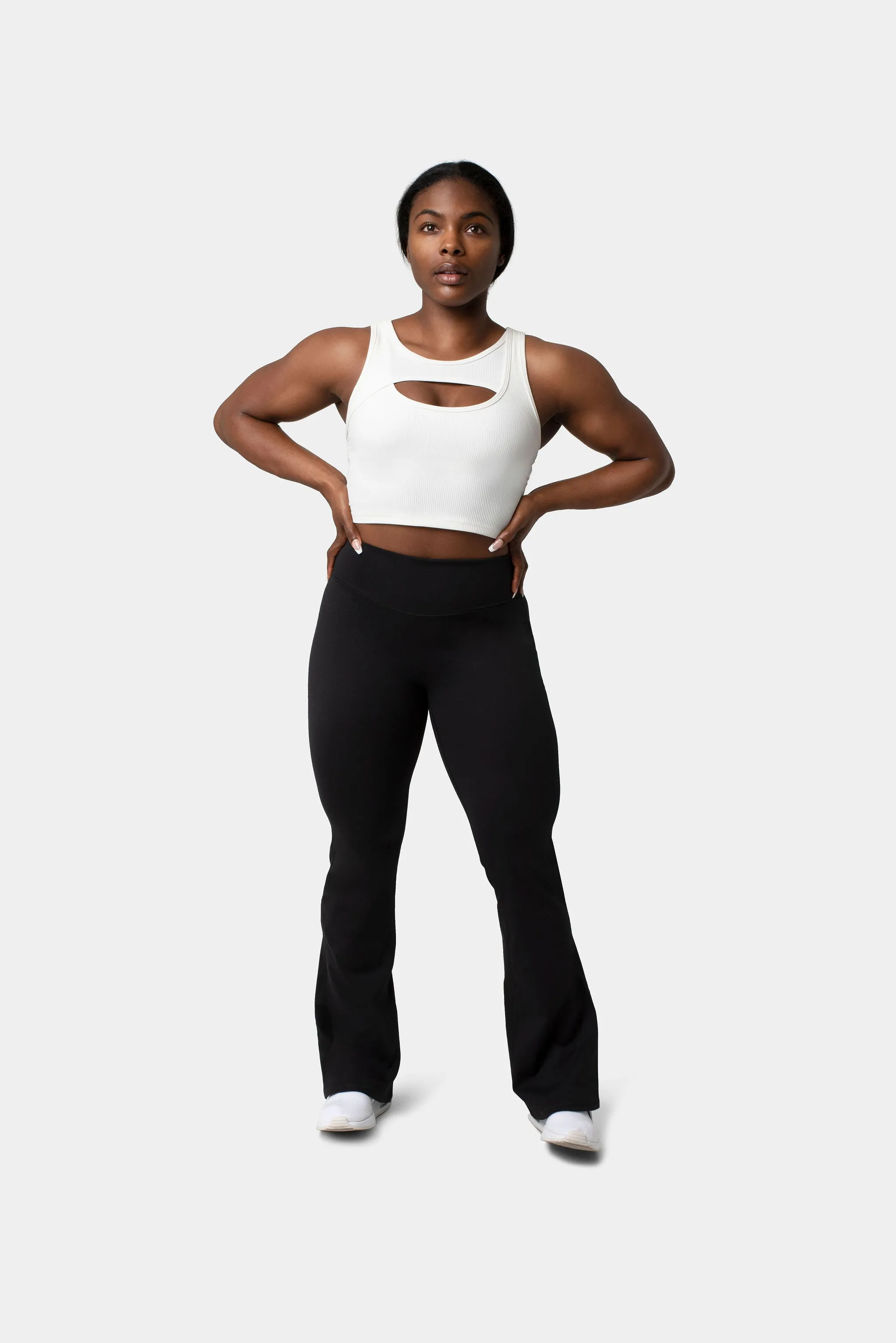 Aria Crossover Rib Tank Top Bra - White sold by Kamo Fitness product image thumbnail 5