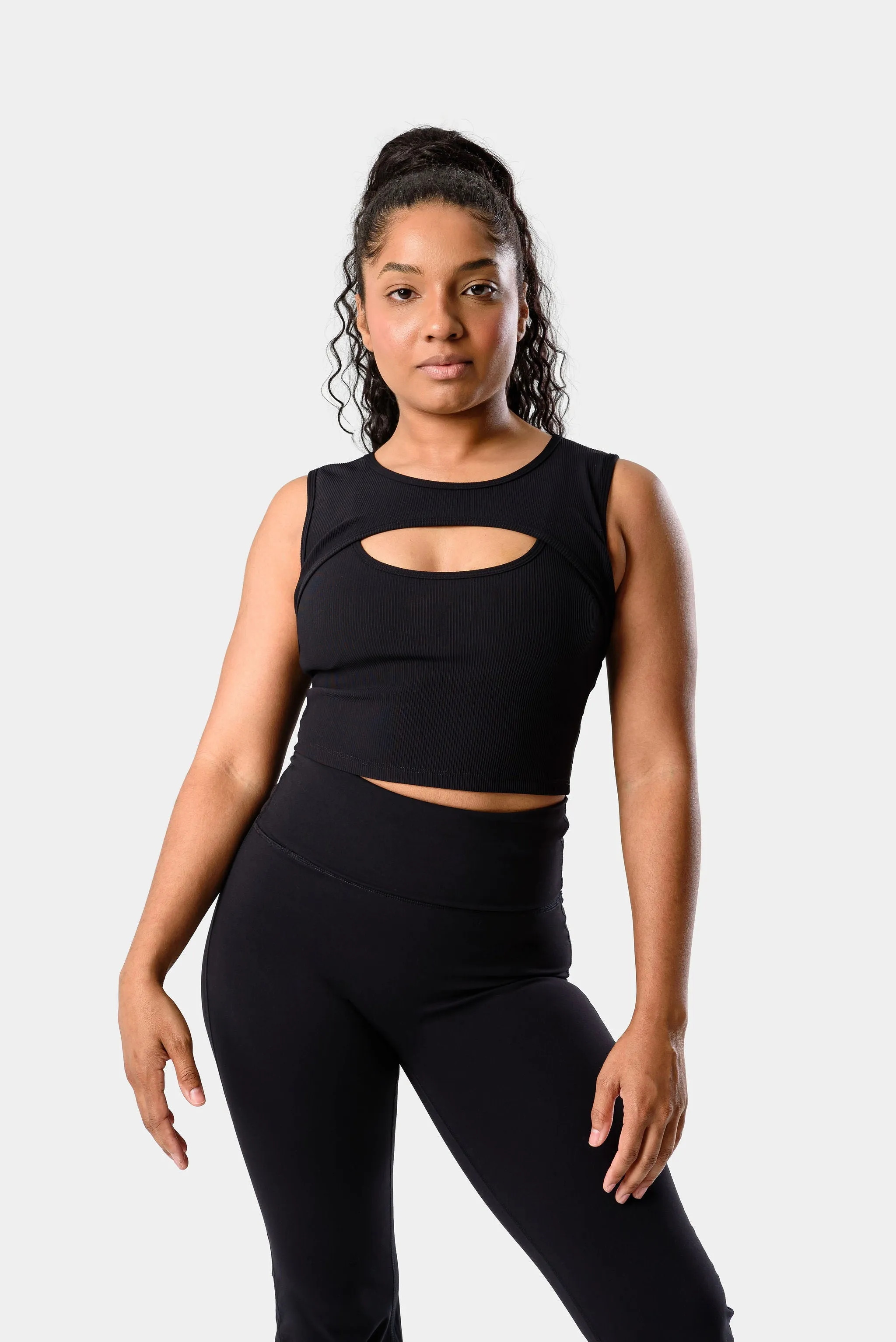 Aria Cutout Waist Tank - Black sold by Kamo Fitness