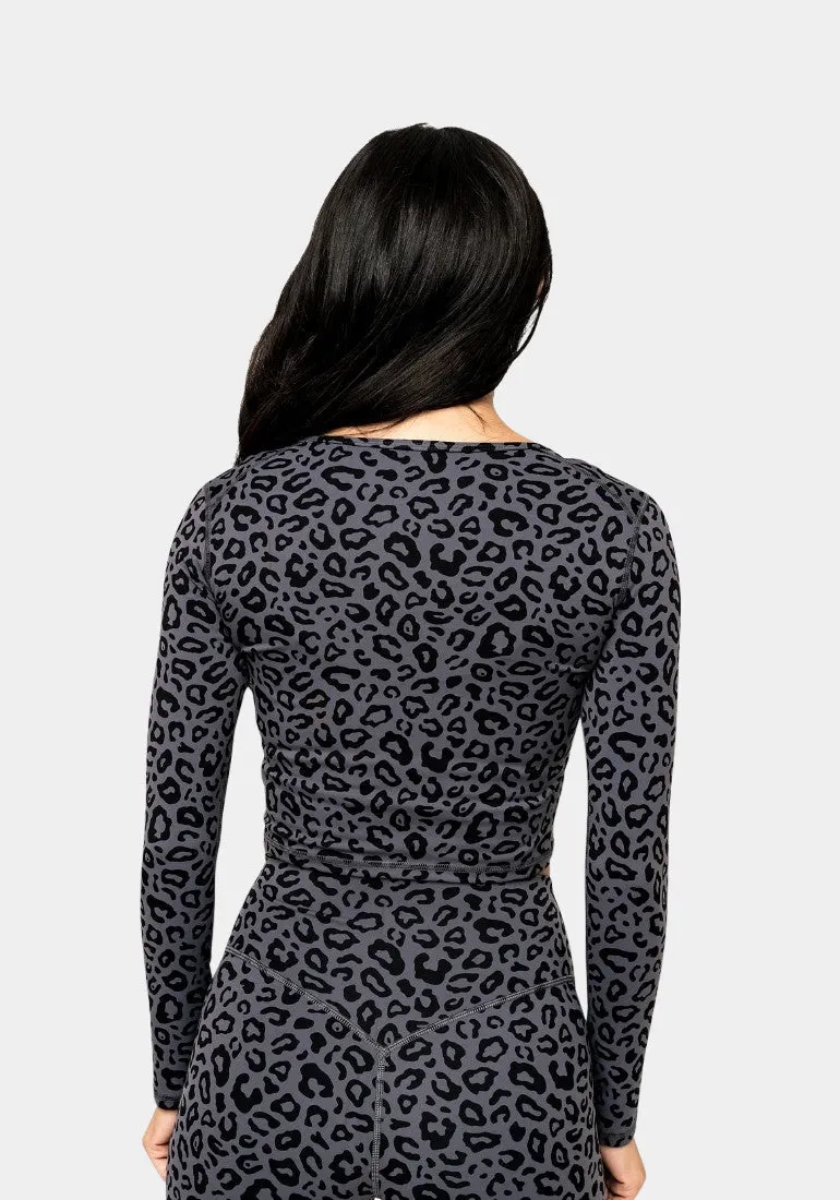 Serenity Long Sleeve Crop - Magnet Leopard sold by Kamo Fitness product image thumbnail 2