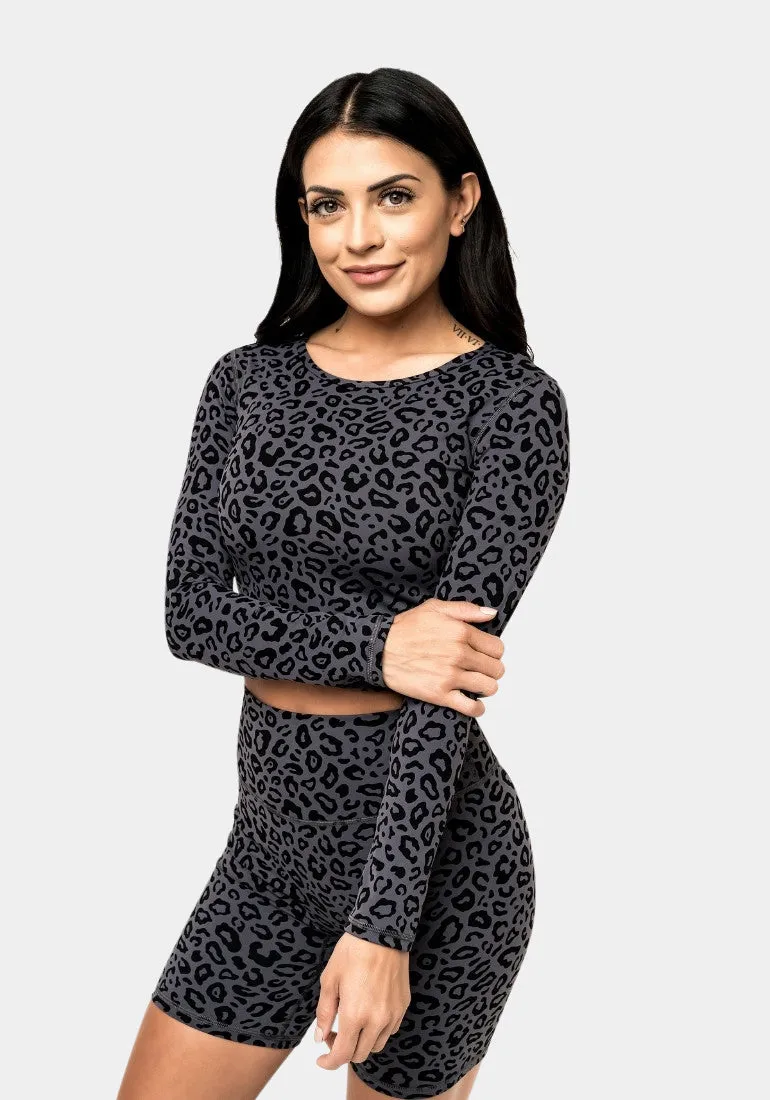 Serenity Long Sleeve Crop - Magnet Leopard sold by Kamo Fitness product image thumbnail 5