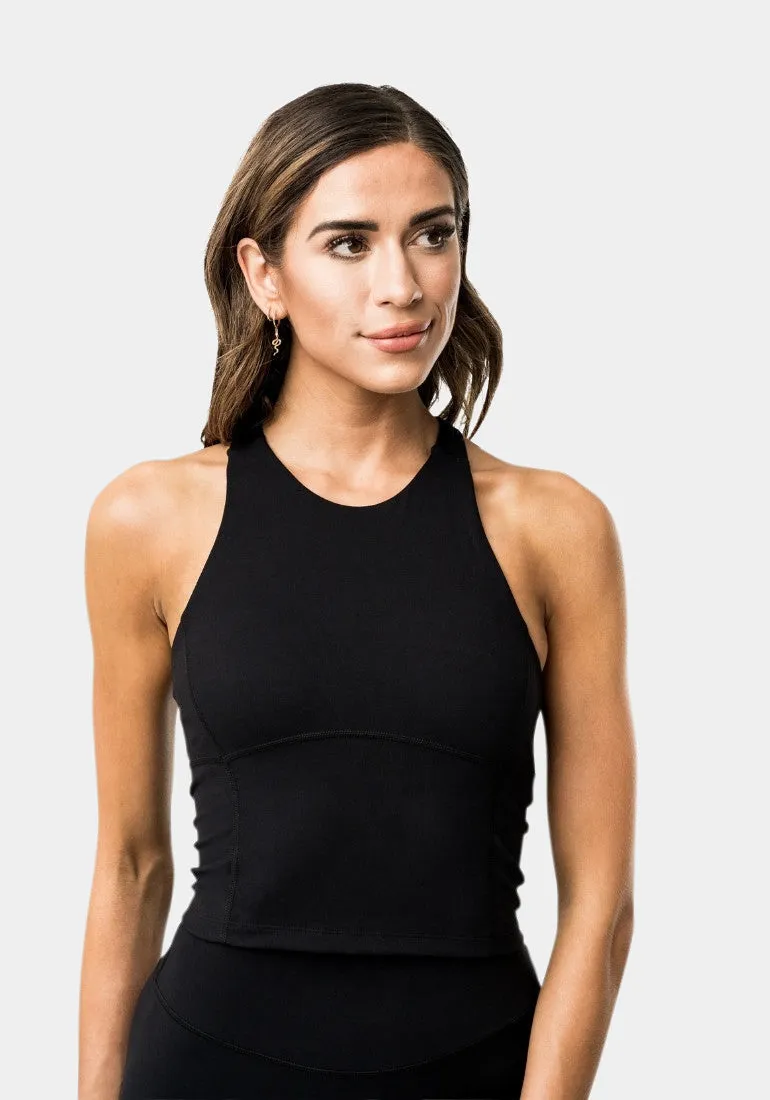 Ellyn High Neck Tank - Black sold by Kamo Fitness