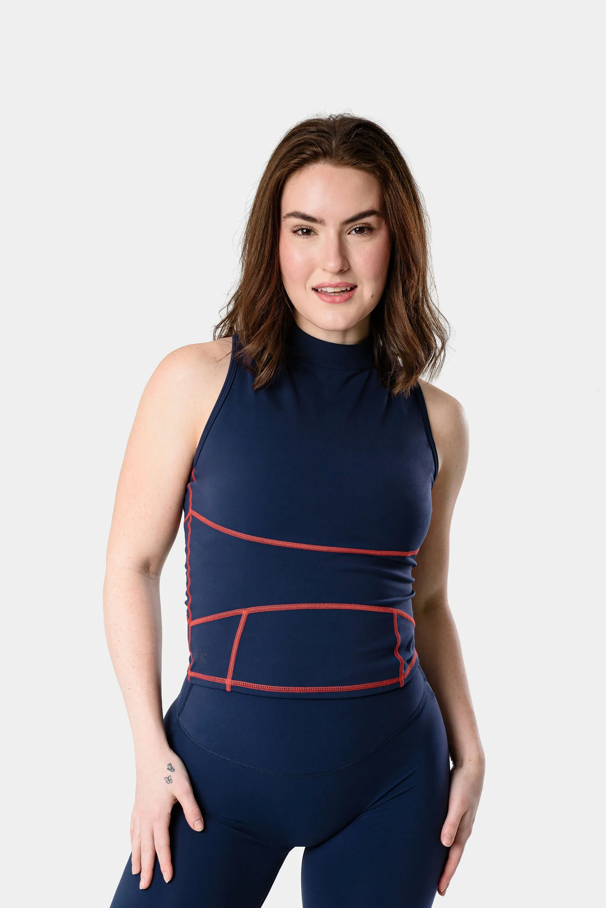 Mia High Neck Top - Dark Iris sold by Kamo Fitness