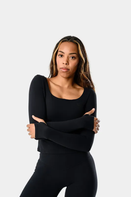 Lila Long Sleeve Top - Black sold by Kamo Fitness