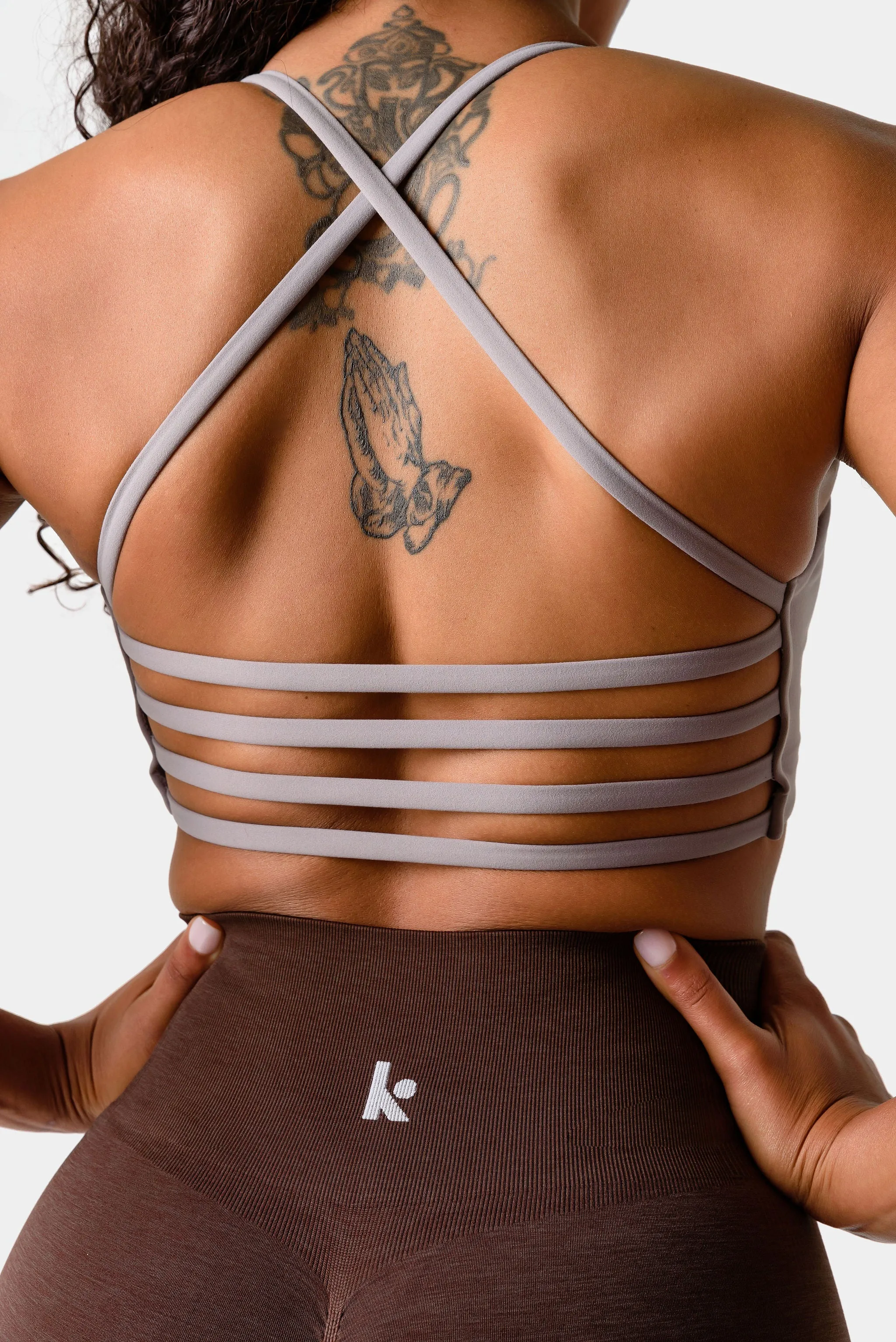 Iris Strappy Back Crop Sports Bra - Skyrocket Grey sold by Kamo Fitness product image thumbnail 4