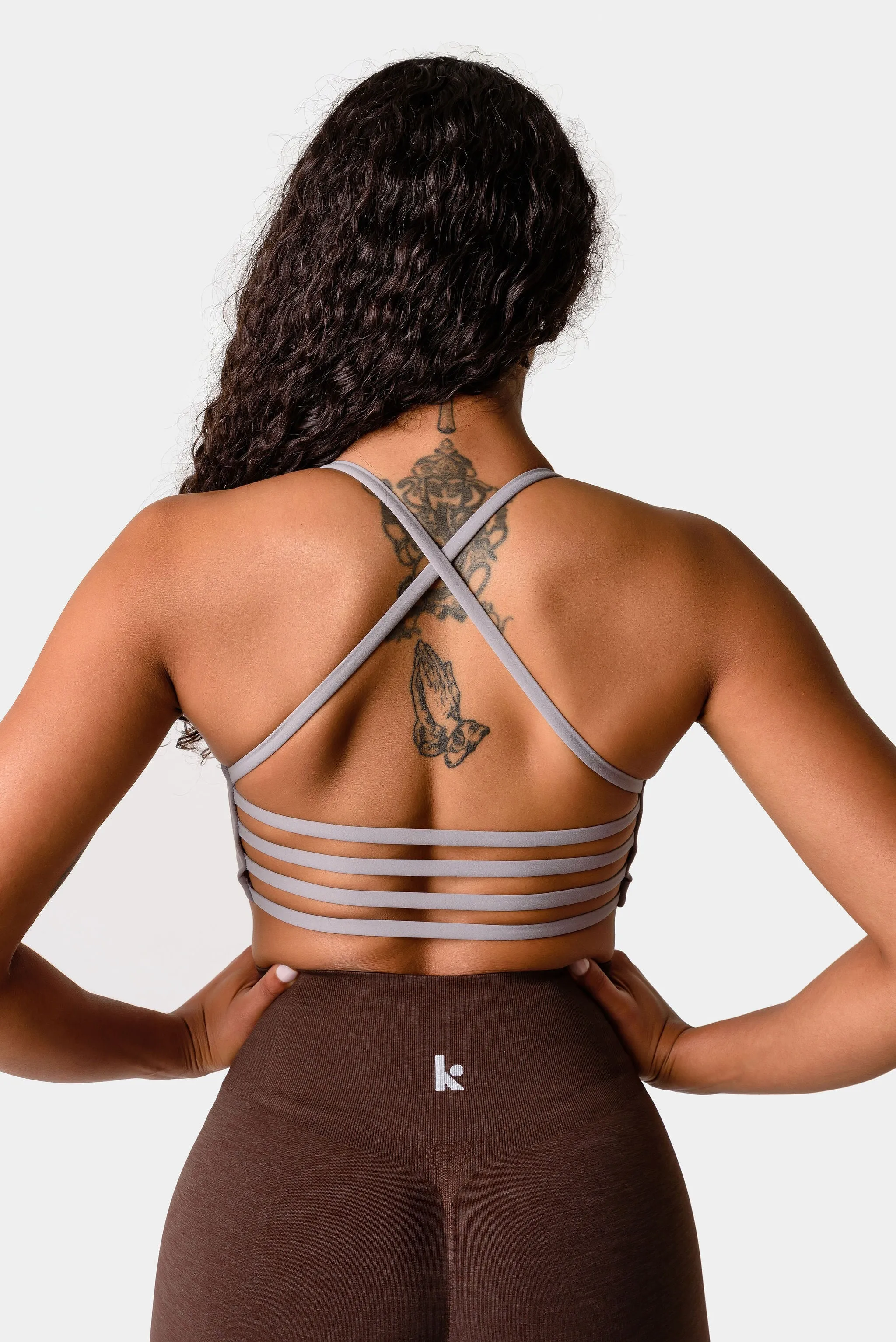 Iris Strappy Back Crop Sports Bra - Skyrocket Grey sold by Kamo Fitness