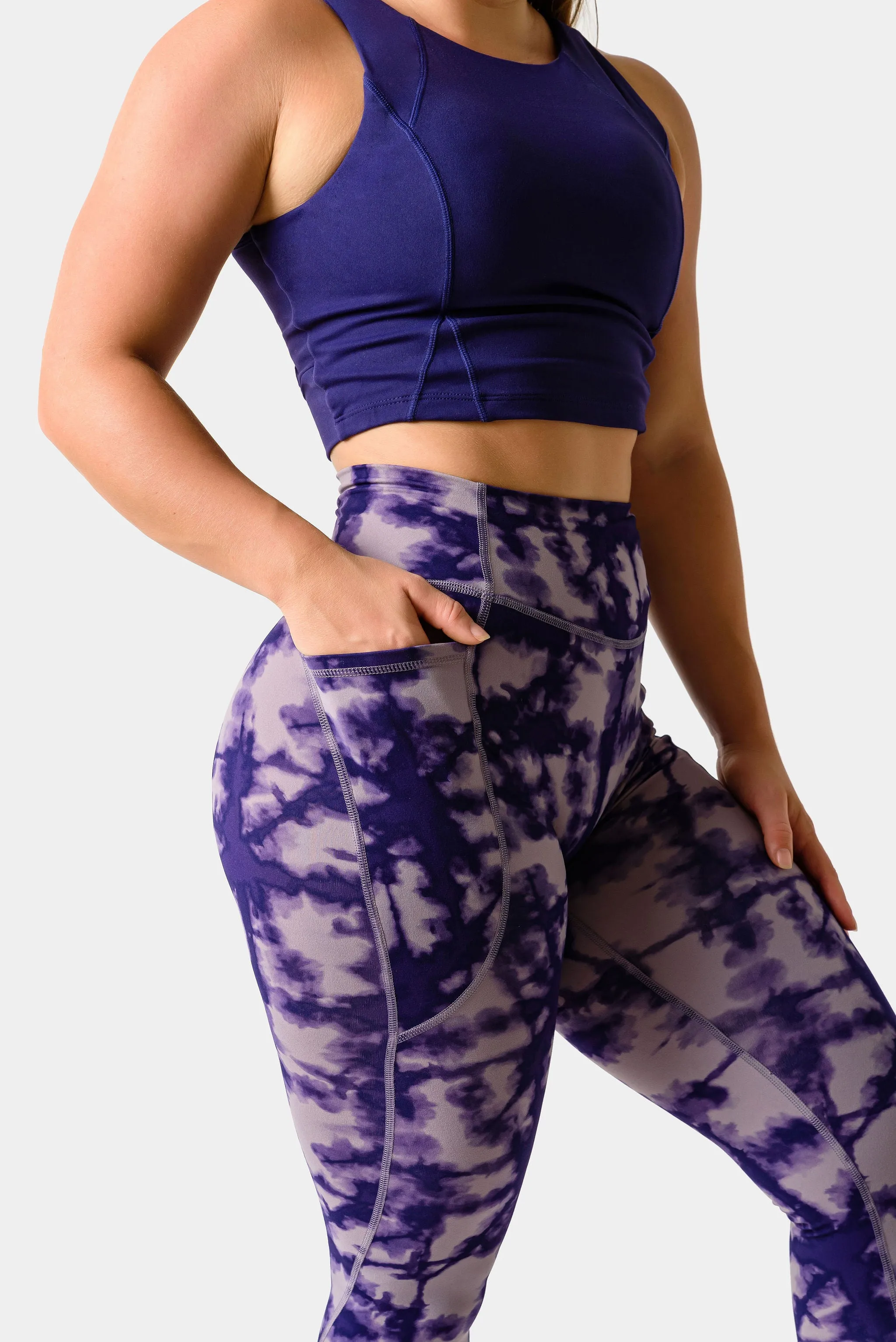 Hannah Pocket Leggings 25" - Rhodonite Shibori Print sold by Kamo Fitness product image thumbnail 2
