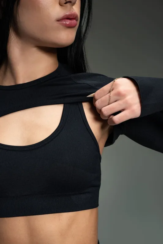 Nova Seamless Deep U Bra - Black sold by Kamo Fitness