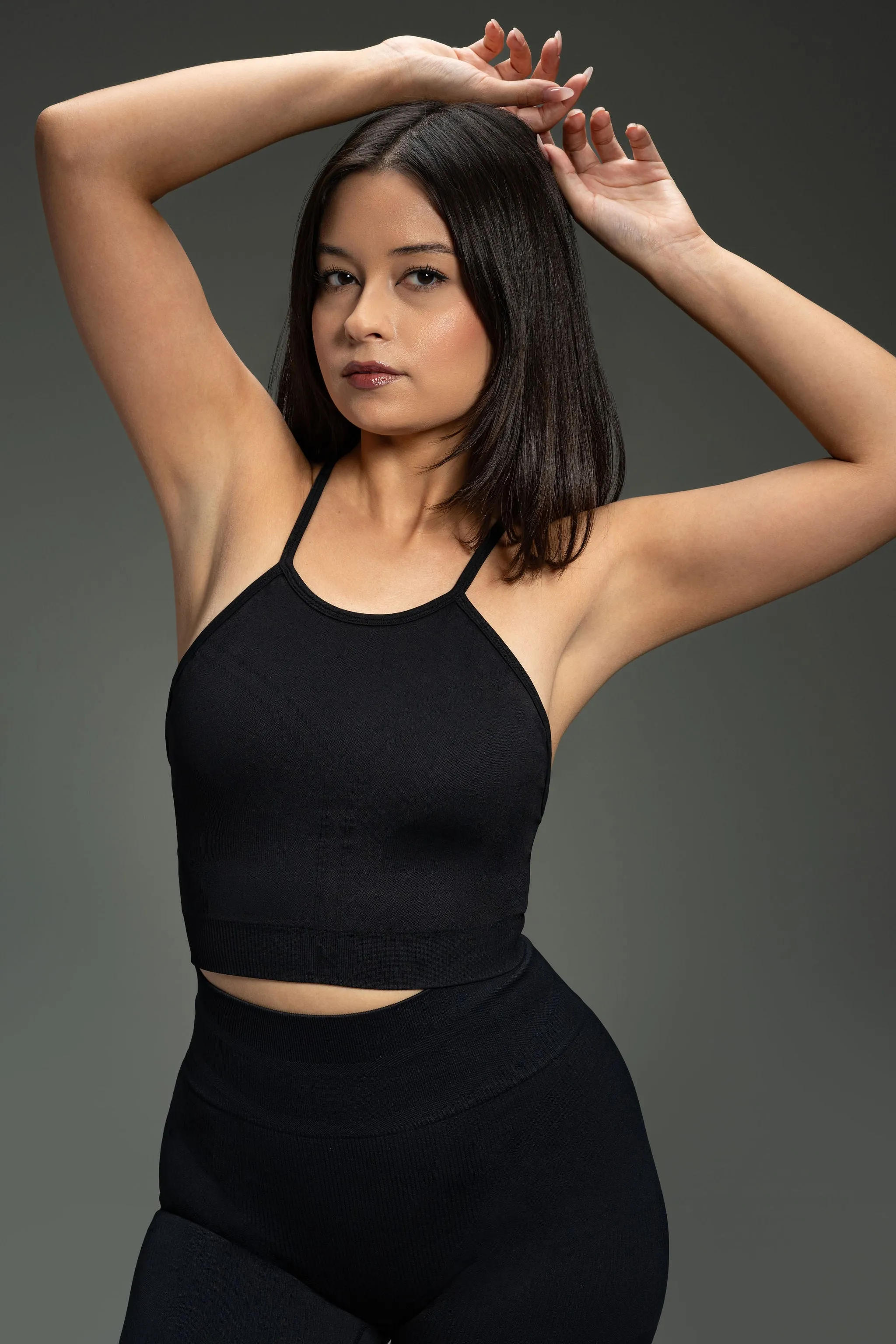 Nova Seamless High Neck Bra - Black sold by Kamo Fitness