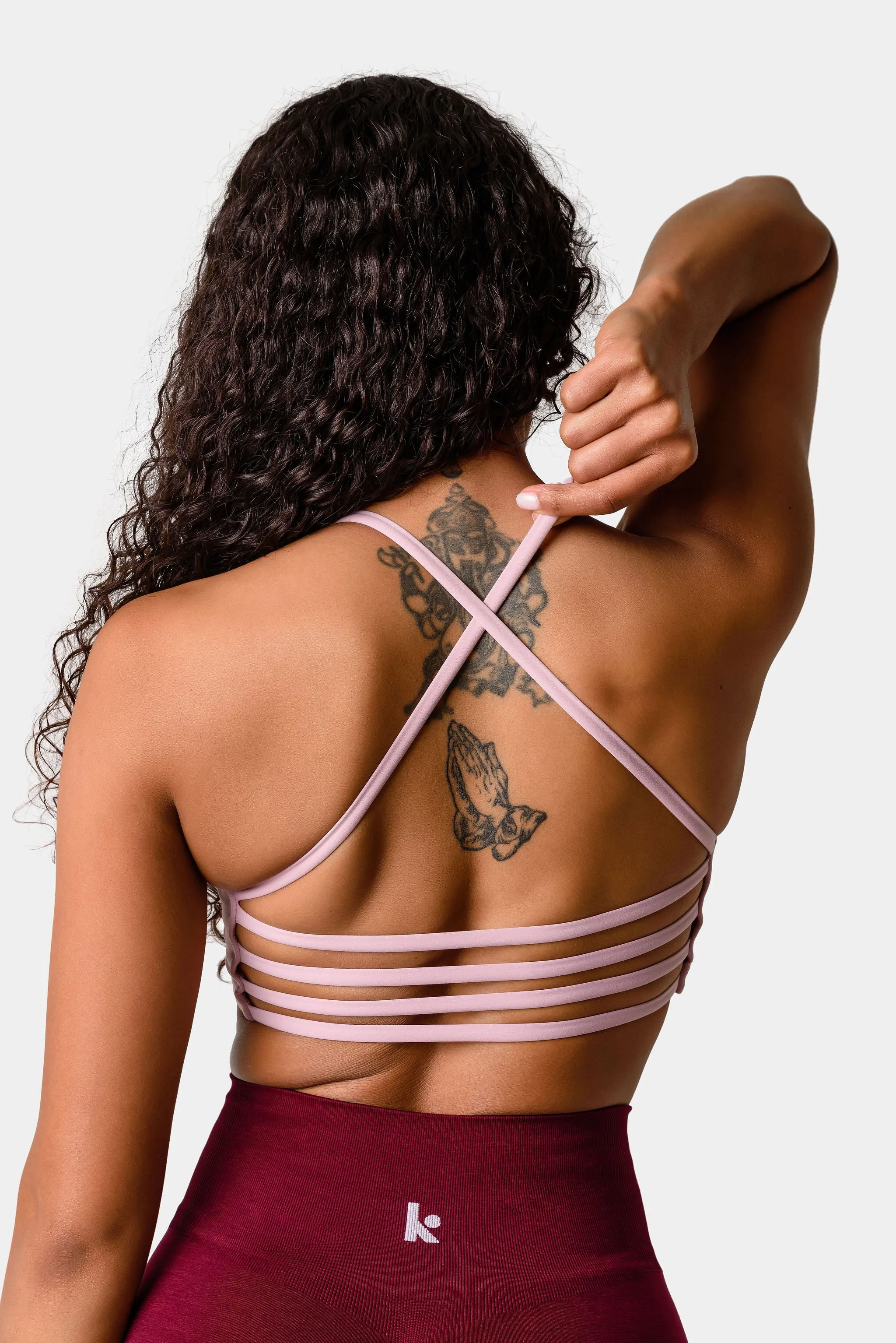 Iris Strappy Back Crop Sports Bra - Pink Lavender sold by Kamo Fitness product image thumbnail 4