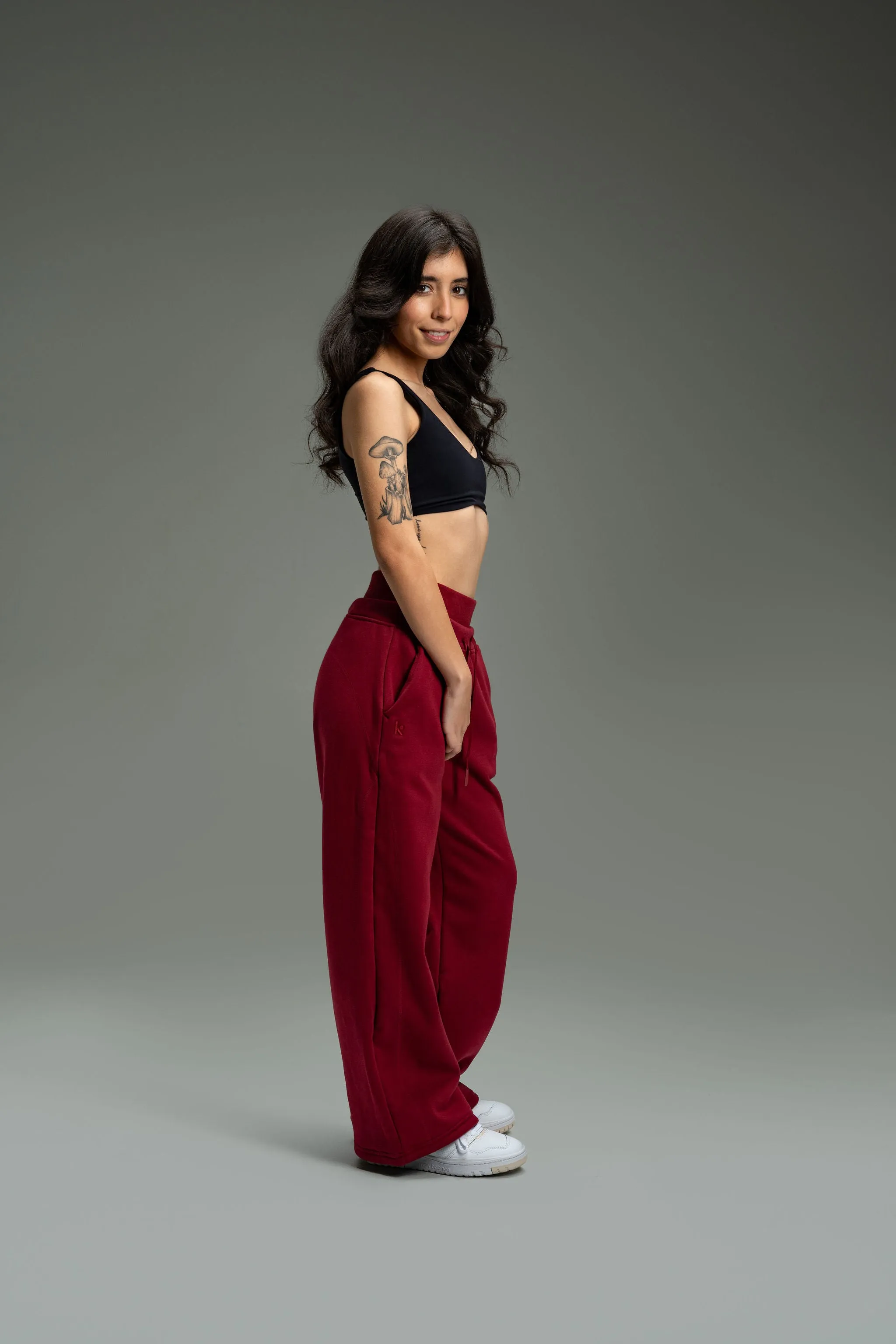 CozyTec Wide Leg Sweatpants 30" - Cherrywood sold by Kamo Fitness product image thumbnail 4