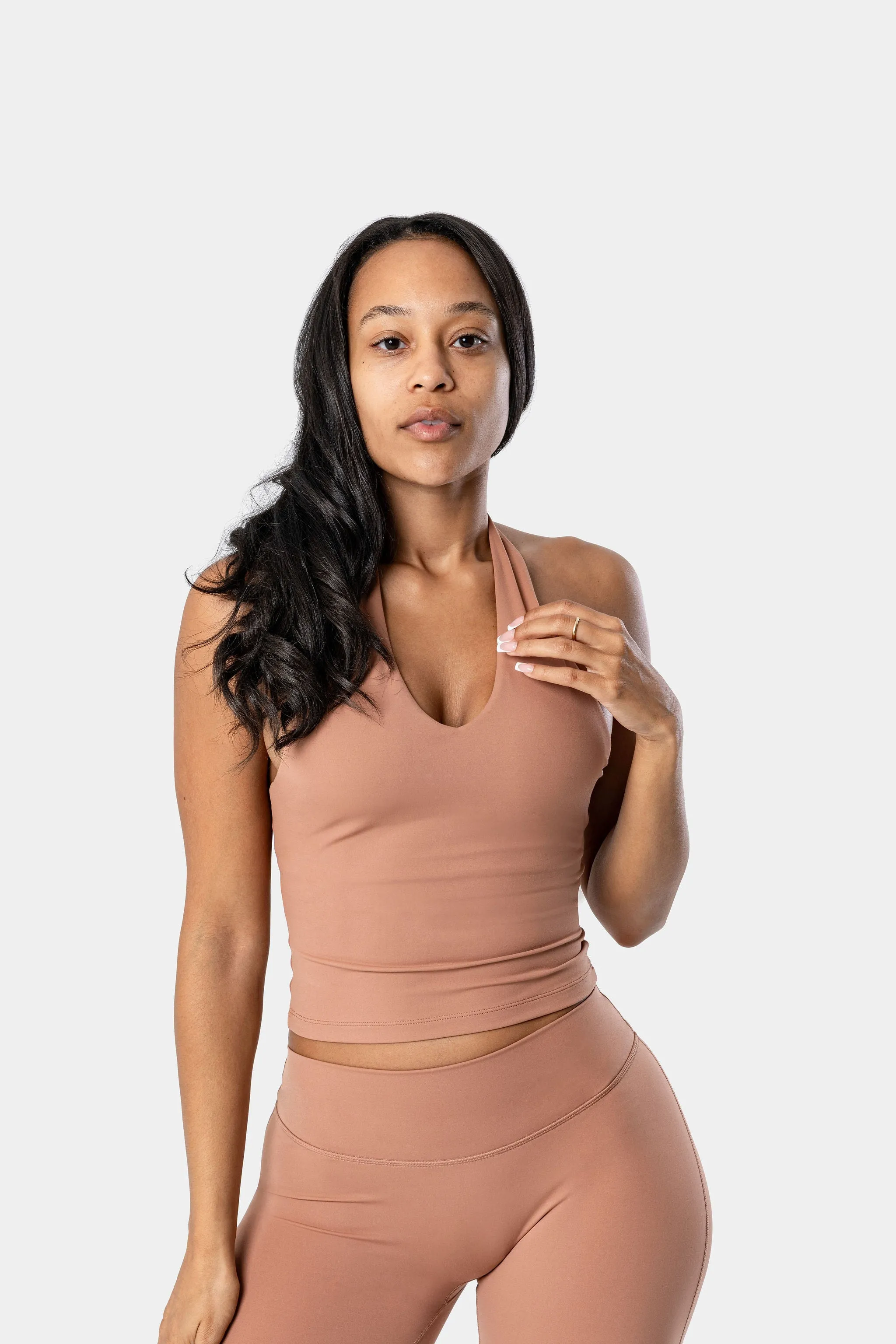 Lunara Halter Tank - Mocha Mousse sold by Kamo Fitness