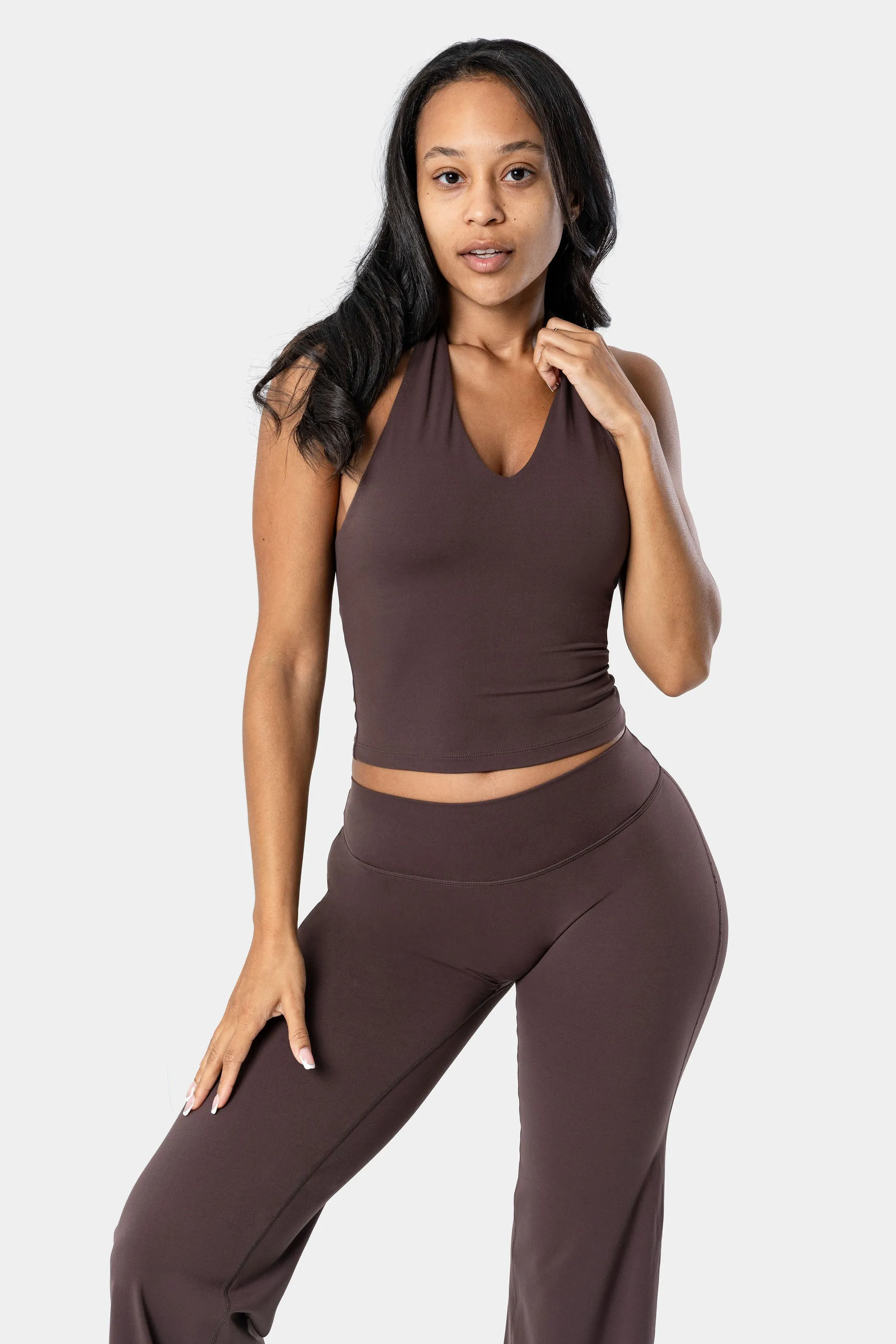 Lunara Halter Tank - Chocolate Brown sold by Kamo Fitness