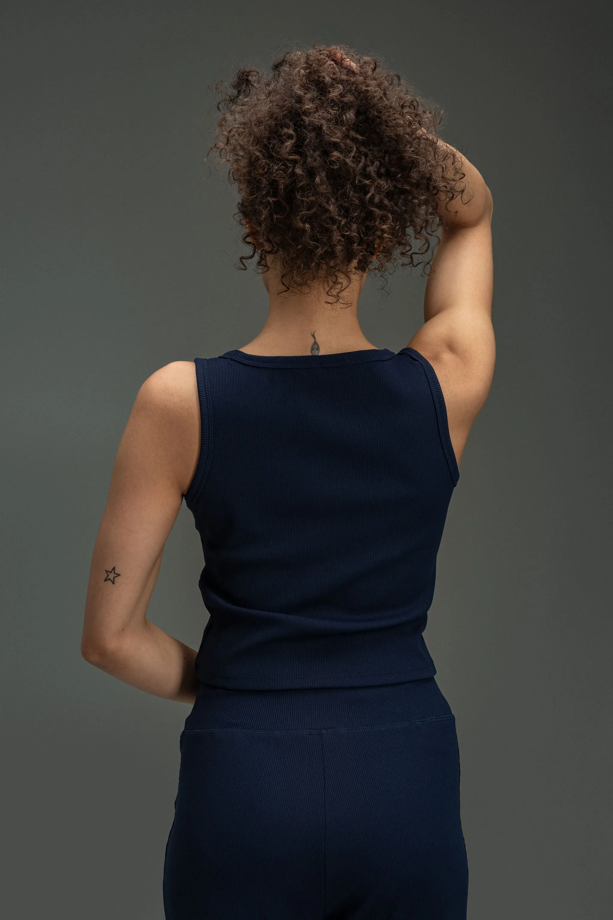 Essential Ribbed Tank Top - Navy Blue sold by Kamo Fitness product image thumbnail 2