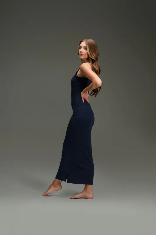 Rib Maxi Tank Dress - Navy Blue sold by Kamo Fitness