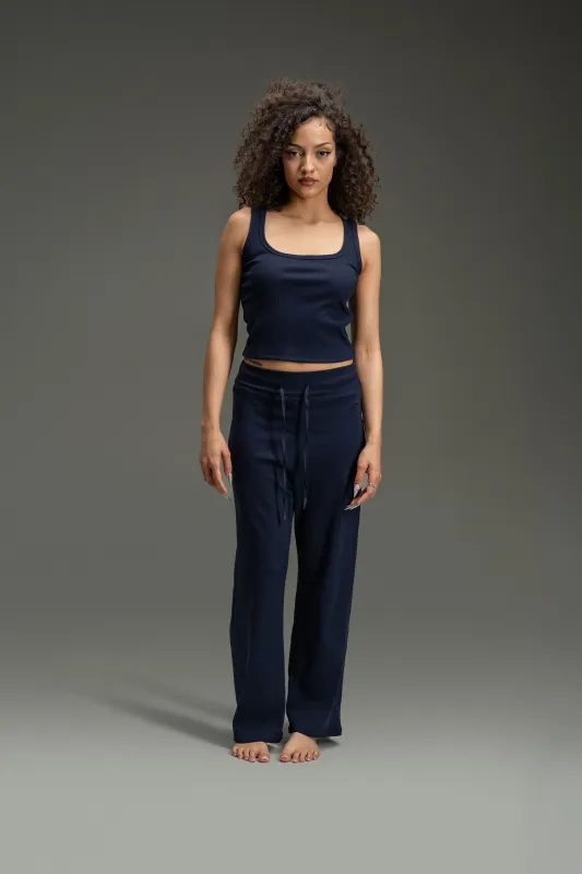 Regular Rib Relaxed Pants 30" - Navy Blue sold by Kamo Fitness