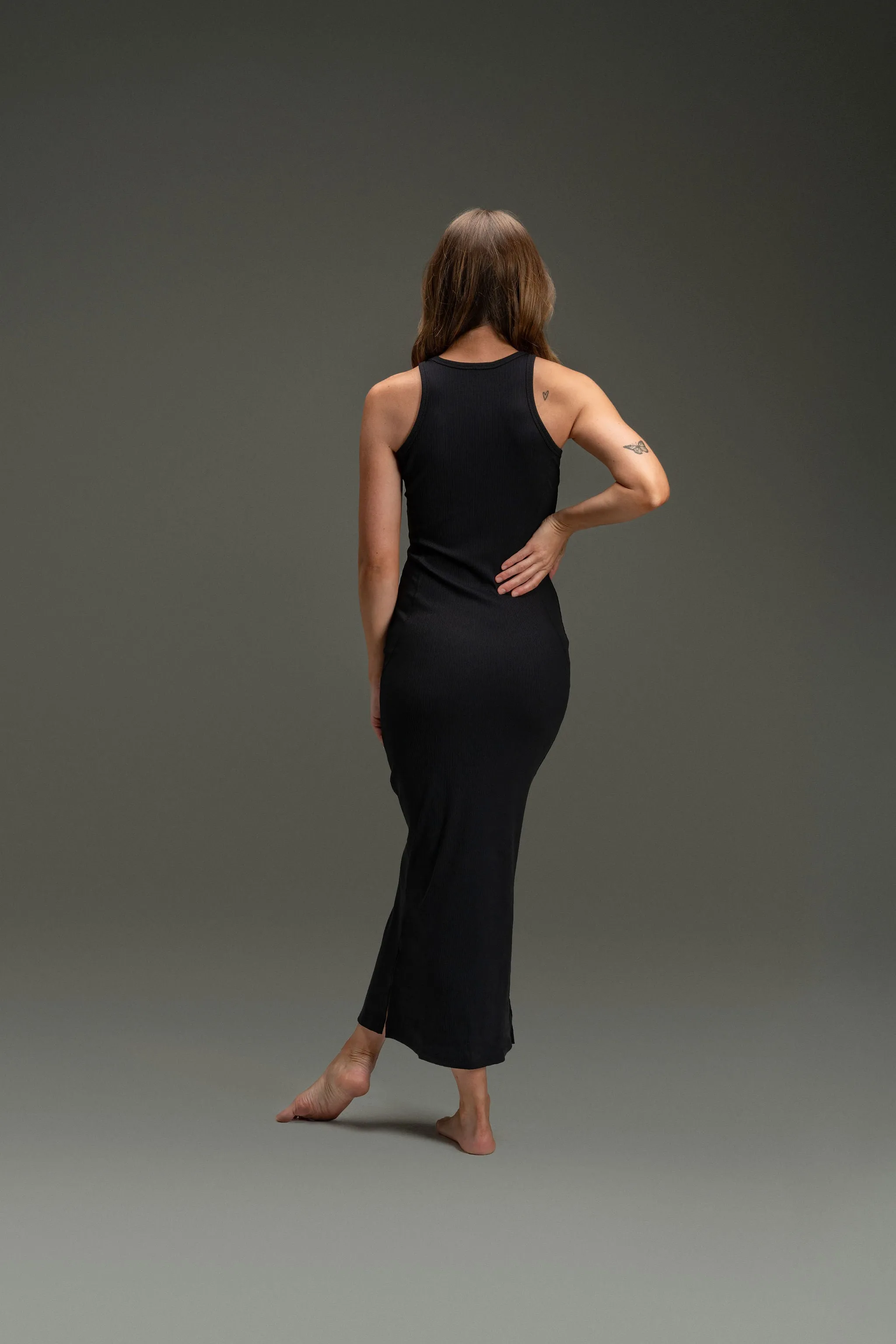 Rib Maxi Tank Dress - Charcoal Black sold by Kamo Fitness product image thumbnail 3