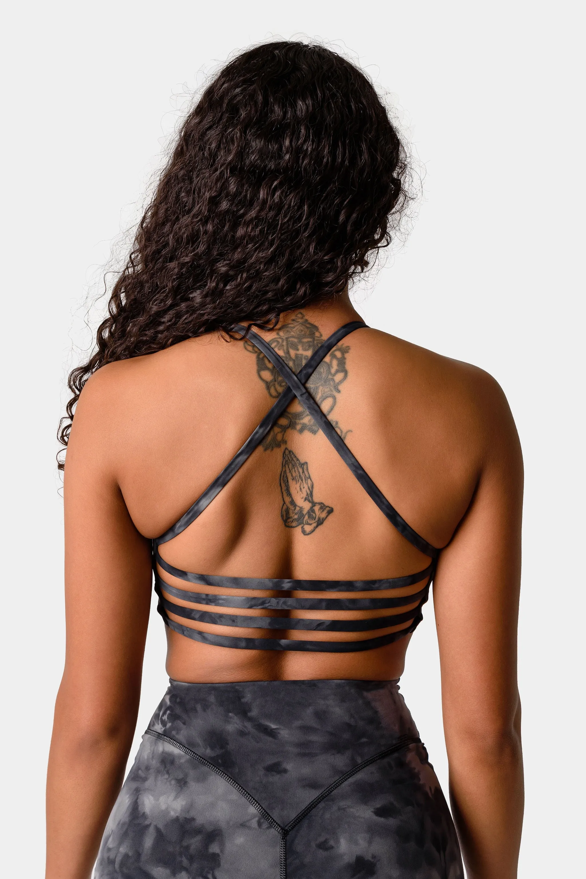 Iris Strappy Back Crop Sports Bra - Black Tie Dye sold by Kamo Fitness product image thumbnail 5