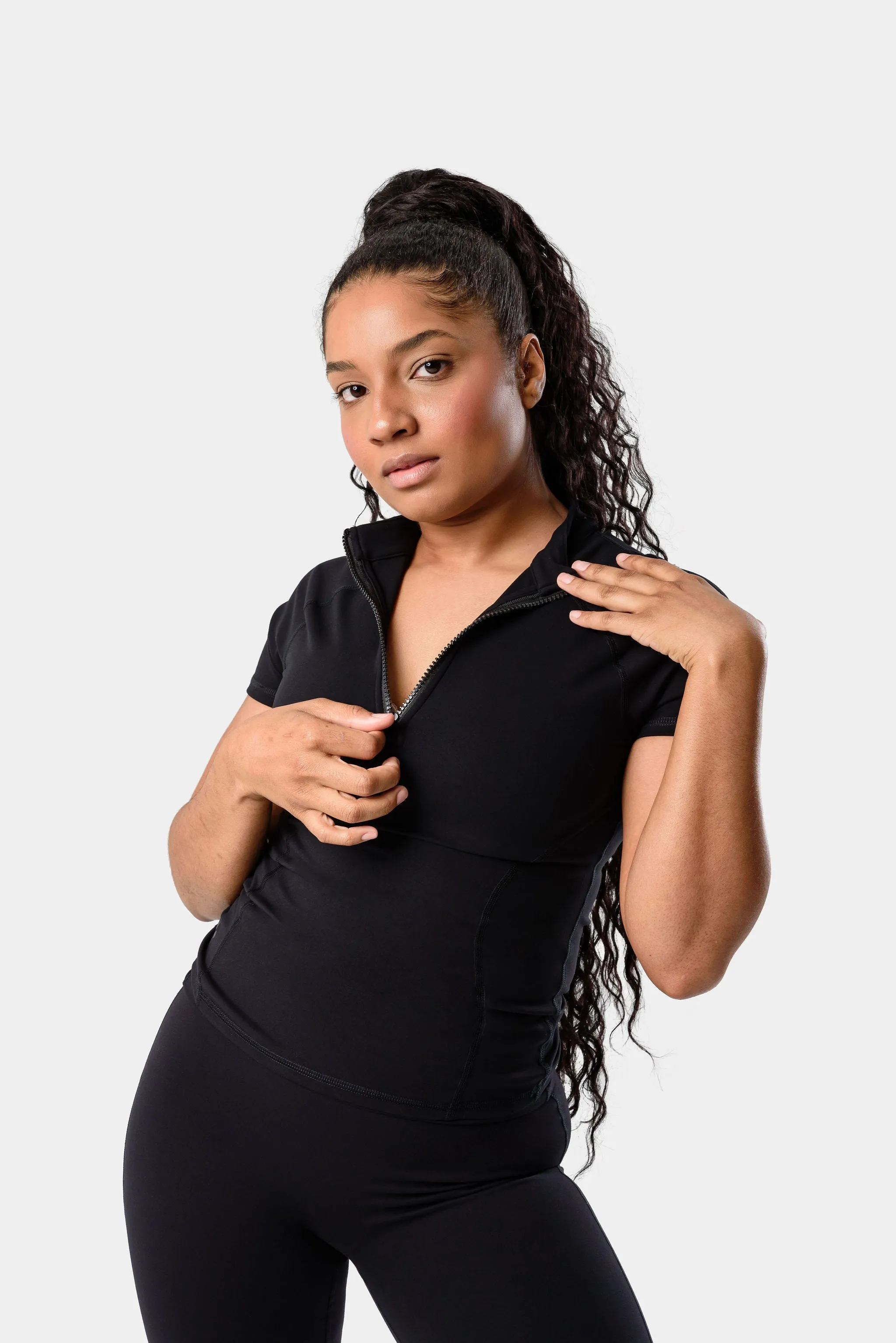 Mia Short Sleeved Top - Black sold by Kamo Fitness