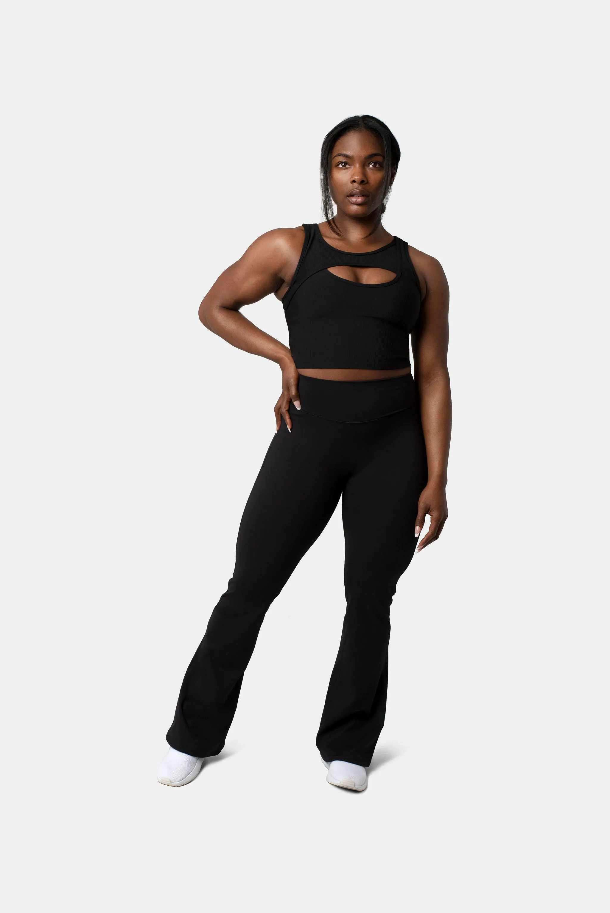 Aria Crossover Rib Tank Top Bra - Black sold by Kamo Fitness product image thumbnail 3