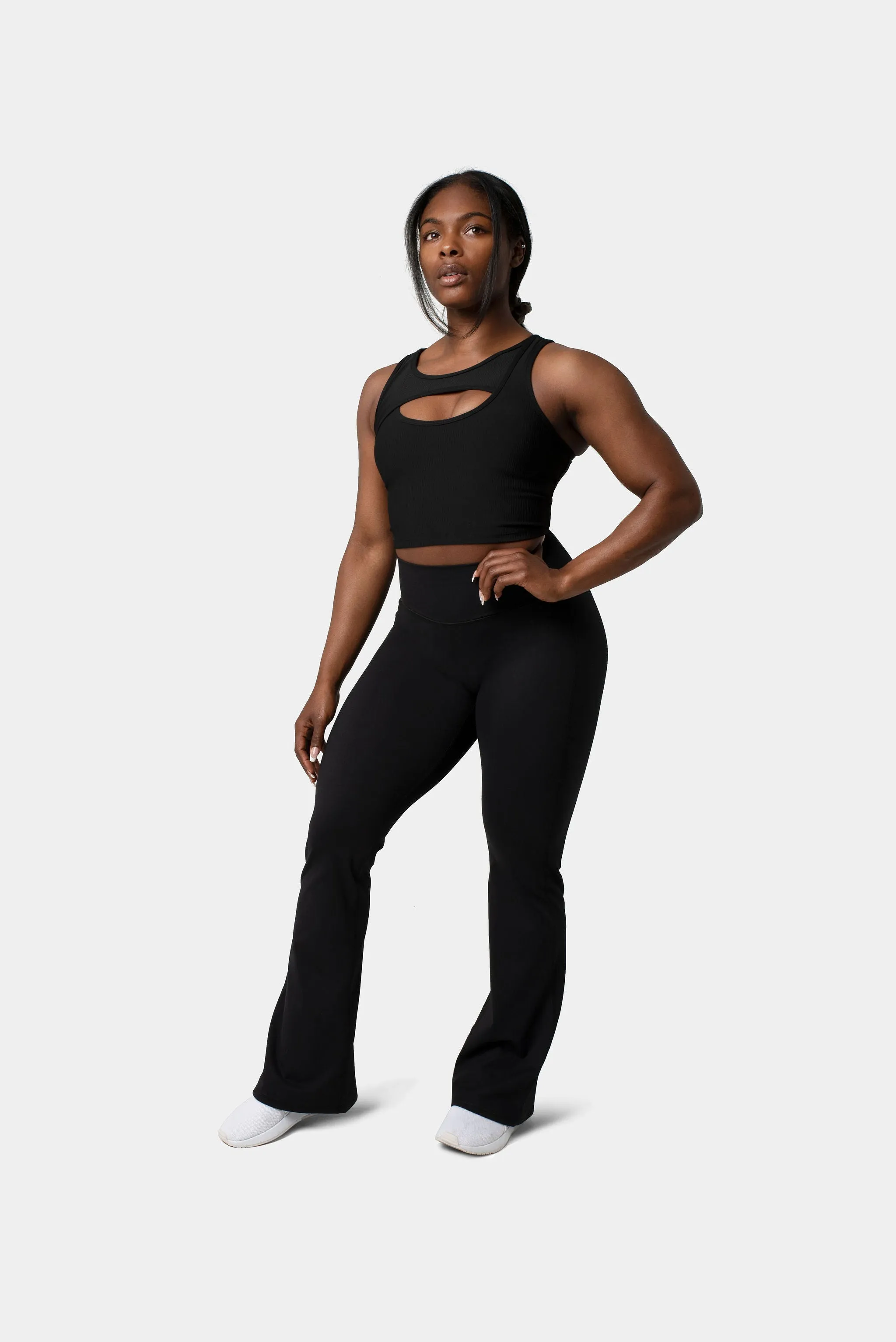Aria Crossover Rib Tank Top Bra - Black sold by Kamo Fitness product image thumbnail 5