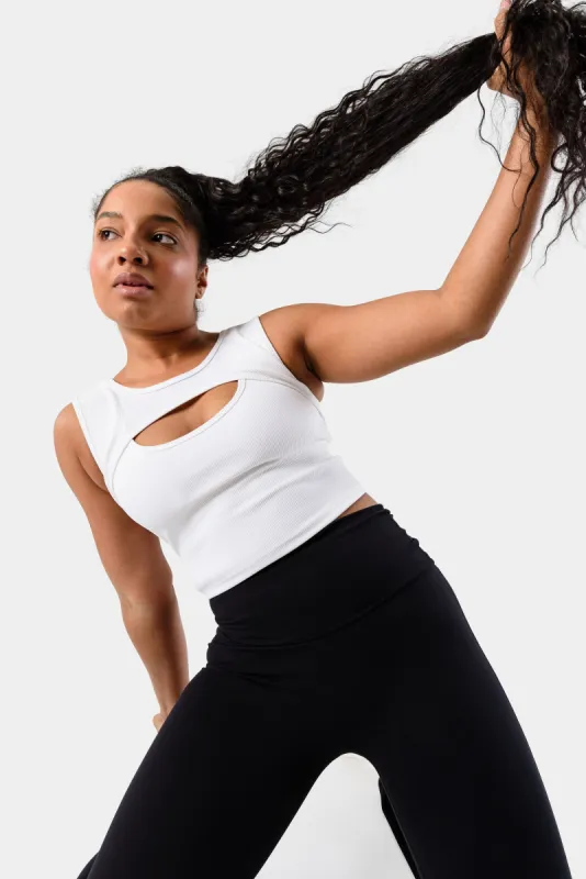 Aria Cutout Waist Tank - White sold by Kamo Fitness
