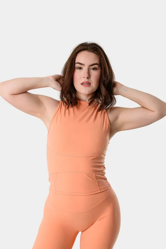 Mia High Neck Top - Orange sold by Kamo Fitness