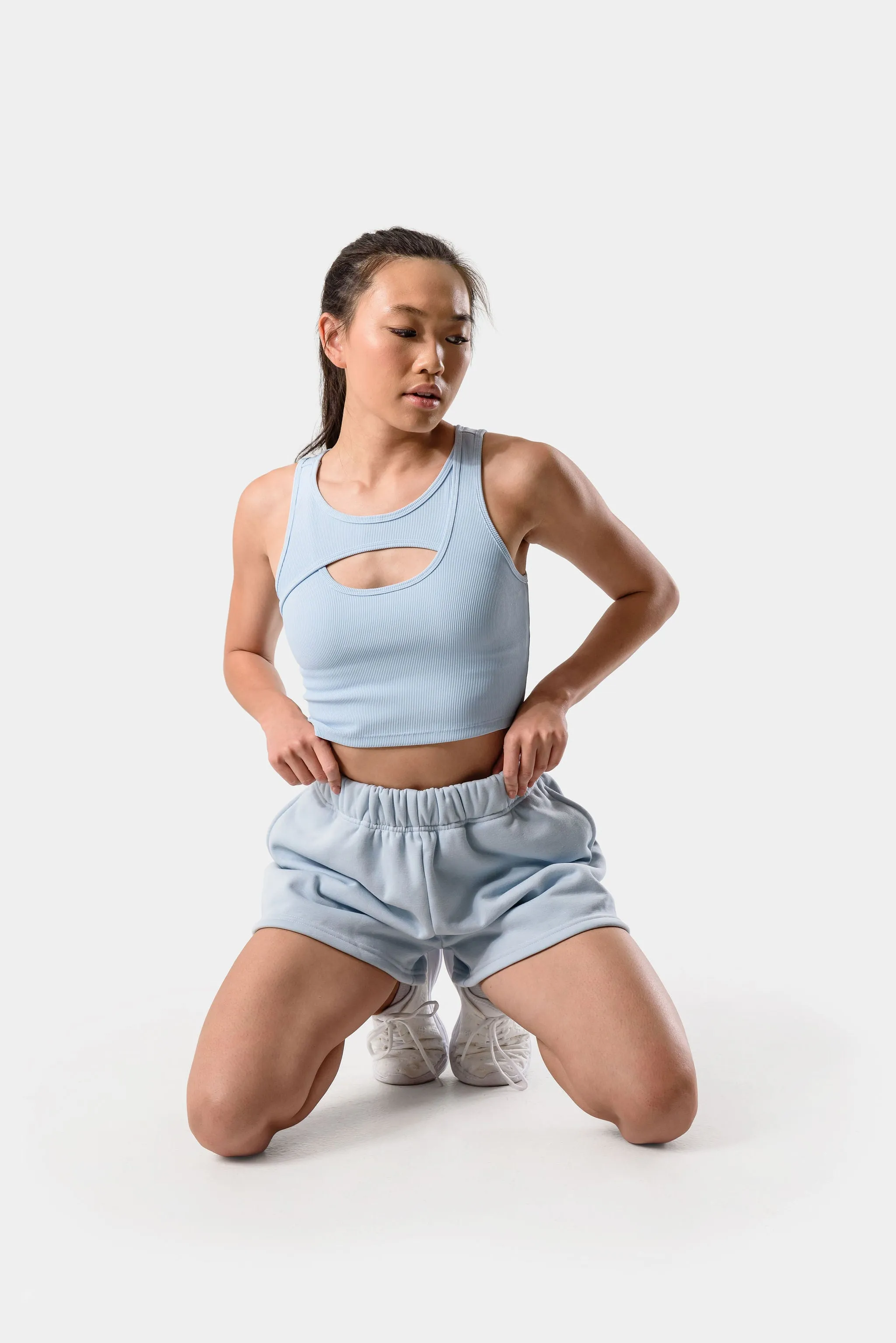 Aria Crossover Rib Tank Top Bra - Blue sold by Kamo Fitness product image thumbnail 4