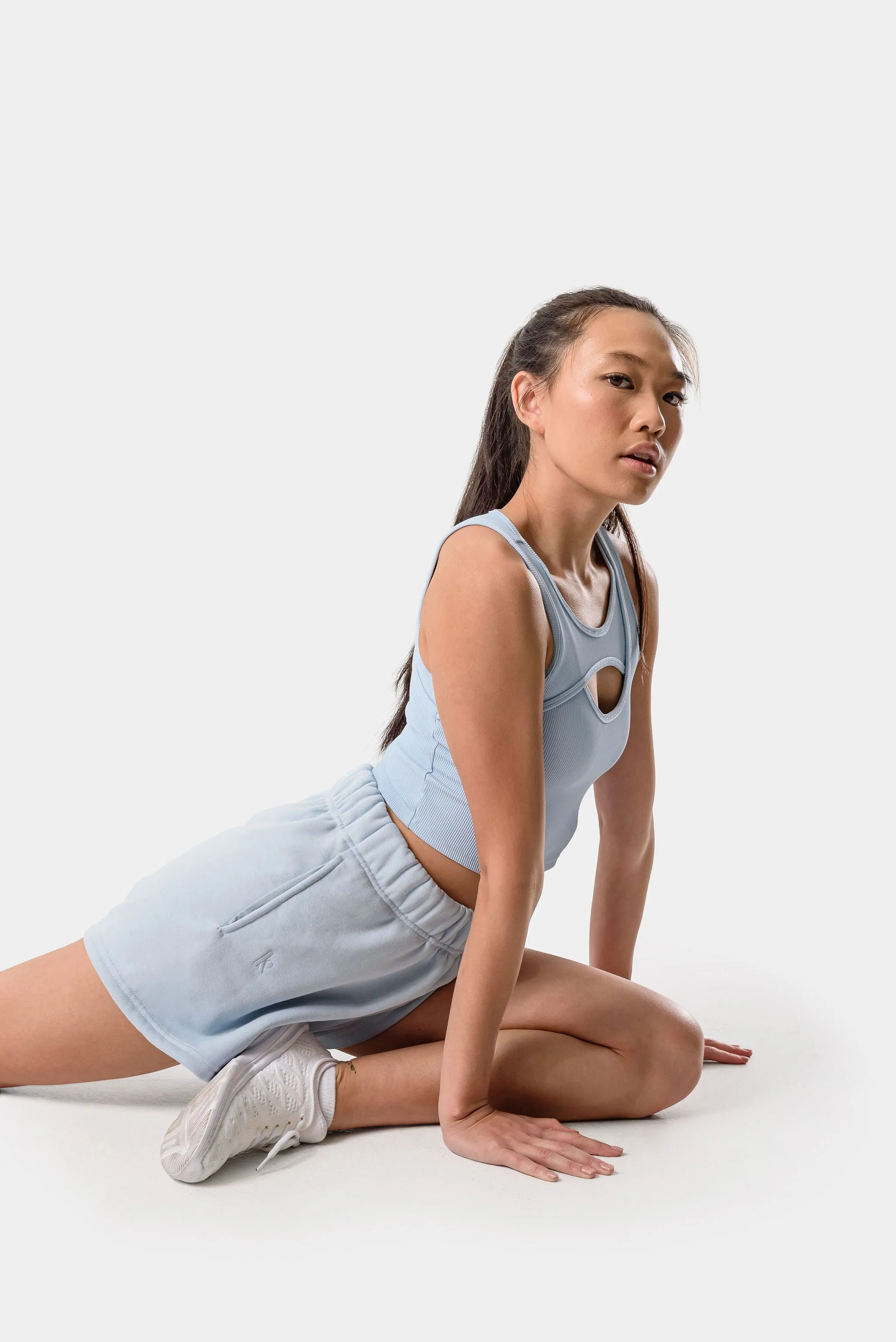 Aria Crossover Rib Tank Top Bra - Blue sold by Kamo Fitness product image thumbnail 3