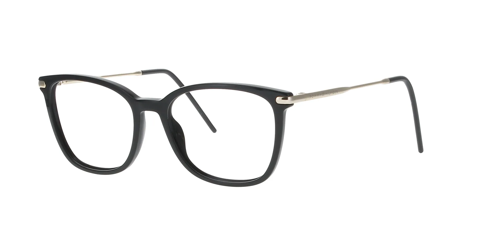 Glossy Black and Gold Tommy Hilfiger Frame sold by Fashion Eyewear