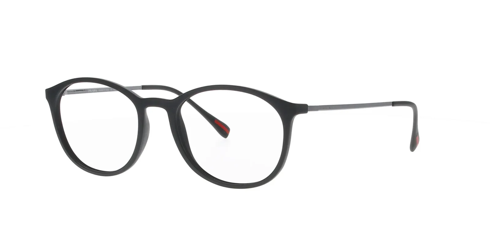 Black and Metal Round Prada Linea Rossa Frame sold by Fashion Eyewear