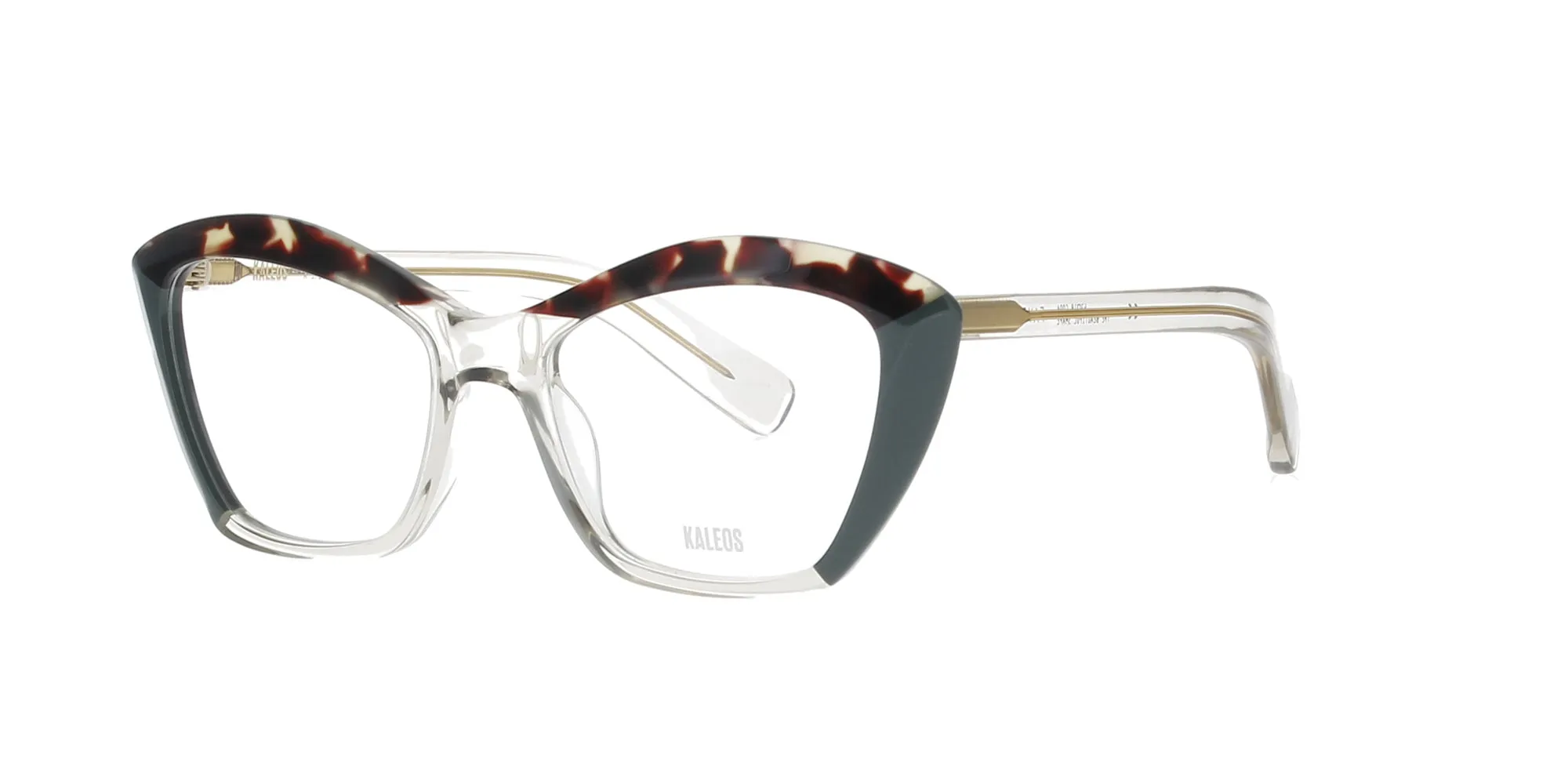 Havana Green and Crystal Cat Eye Kaleos Frame sold by Fashion Eyewear
